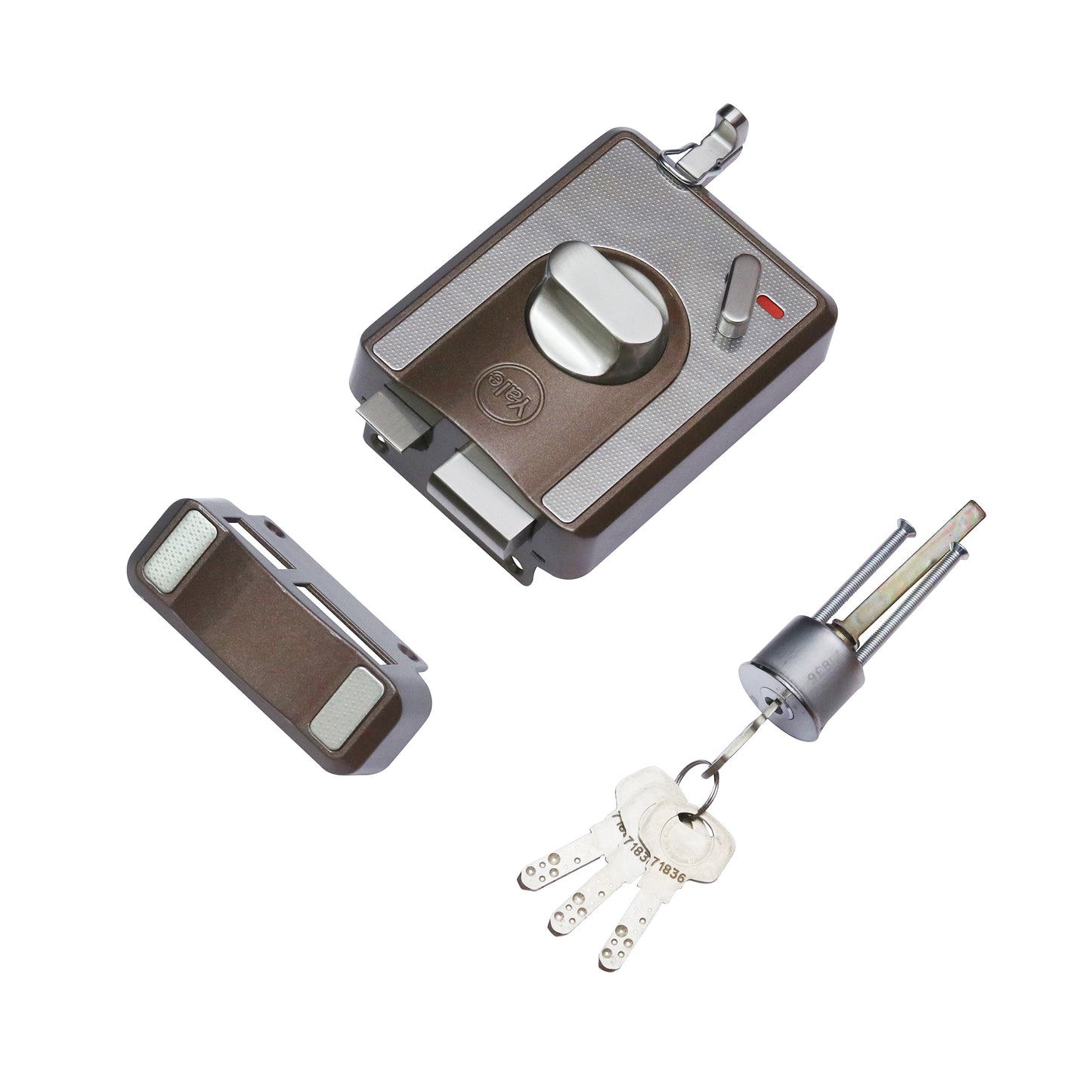 CBS-Cinco Stark Series Premium Rim Main Door Lock , Knob Inside, Brown