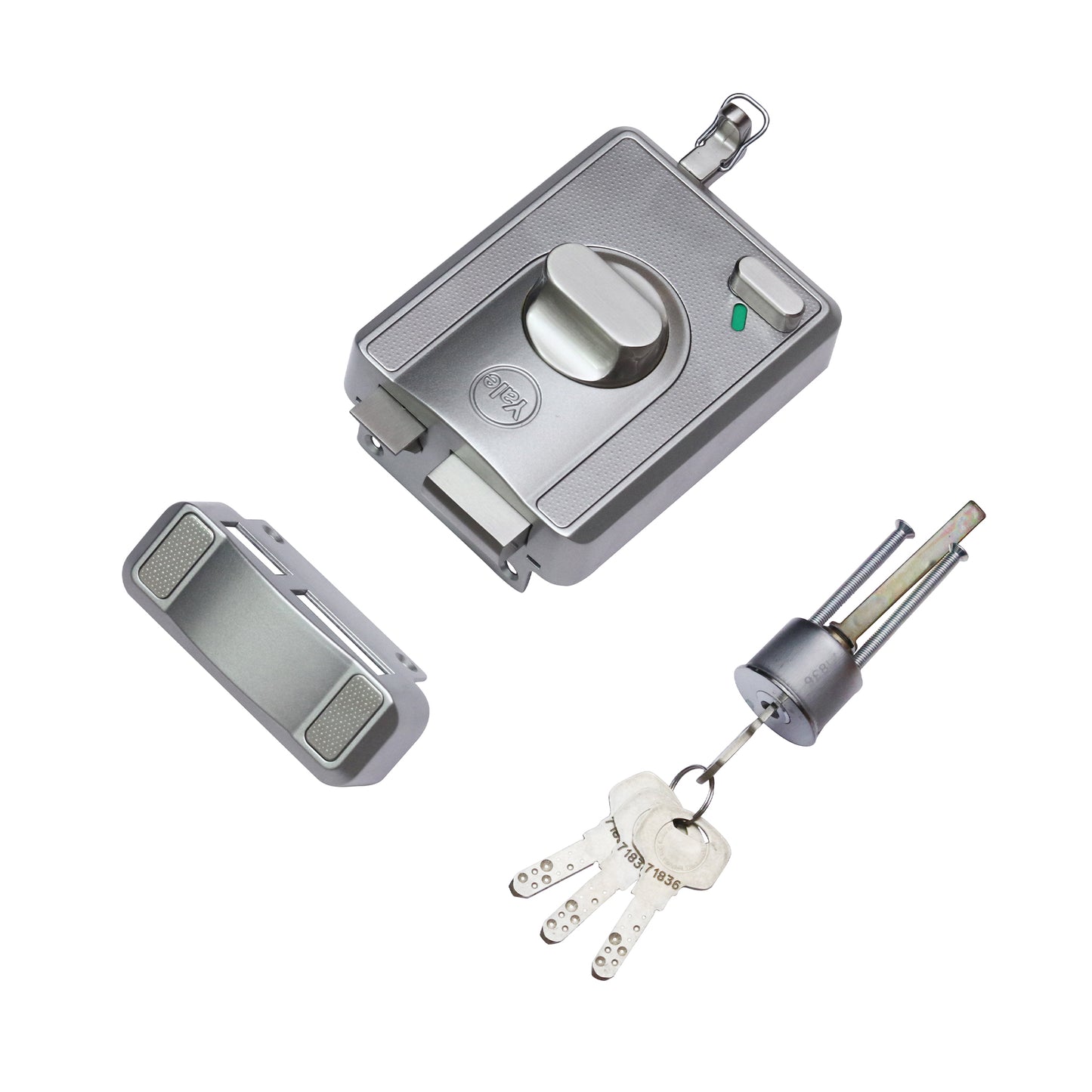 CBS-Cinco Stark Series Premium Rim Main Door Lock , Knob Inside, Silver