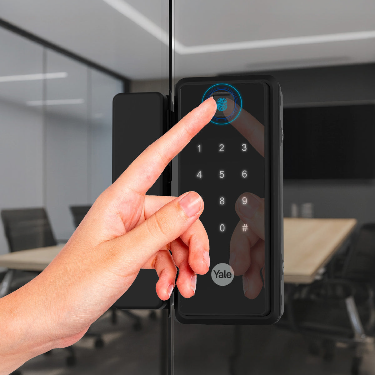 Yale Reflecta Digital lock for Glass doors, With Biometric fingerprint access, PIN