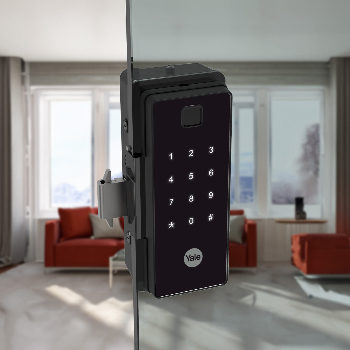 Yale Reflecta Digital lock for Glass doors, With Biometric fingerprint access, PIN