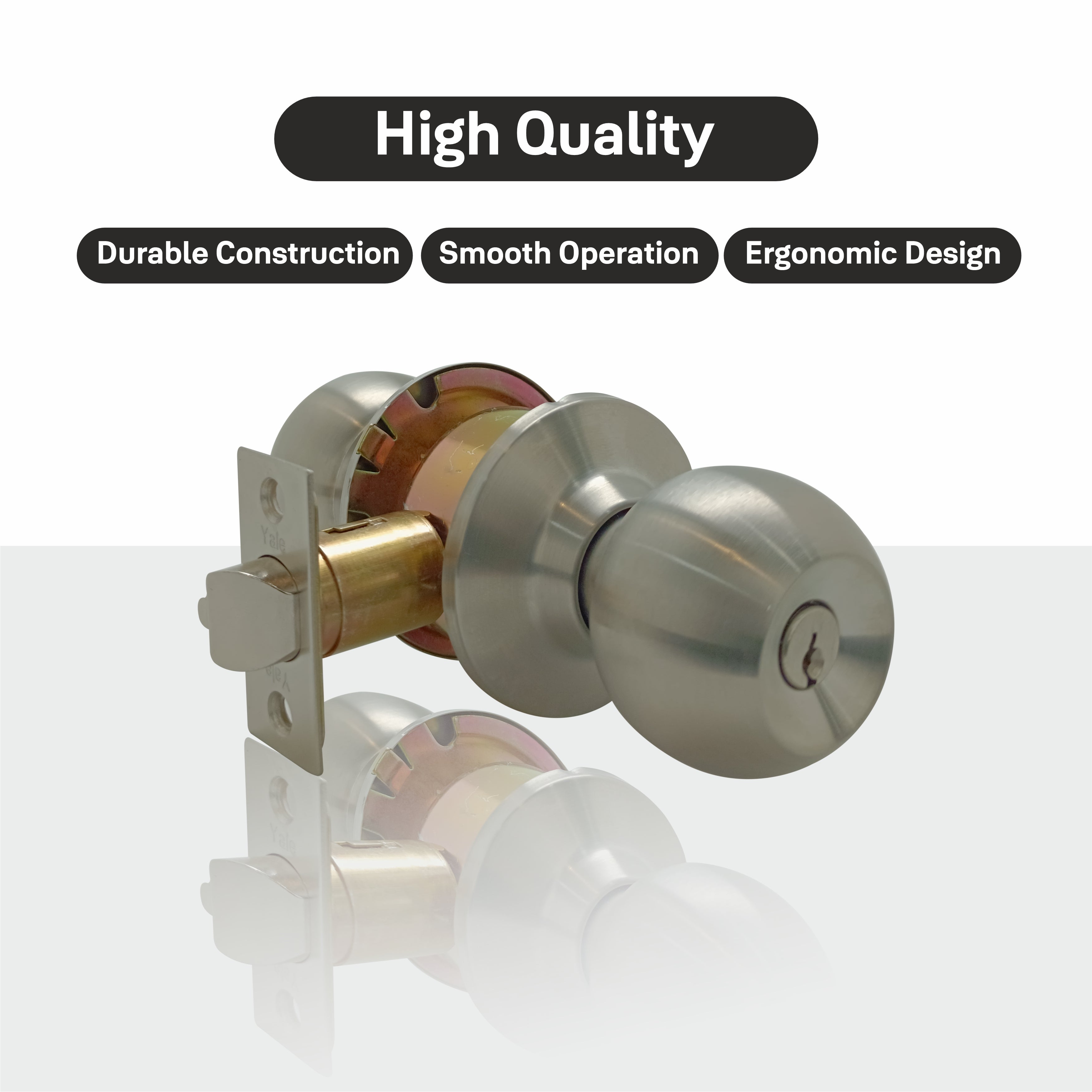 CA5127 Knobset 60/70mm B/S, Entrance, Satin Steel – Yale India