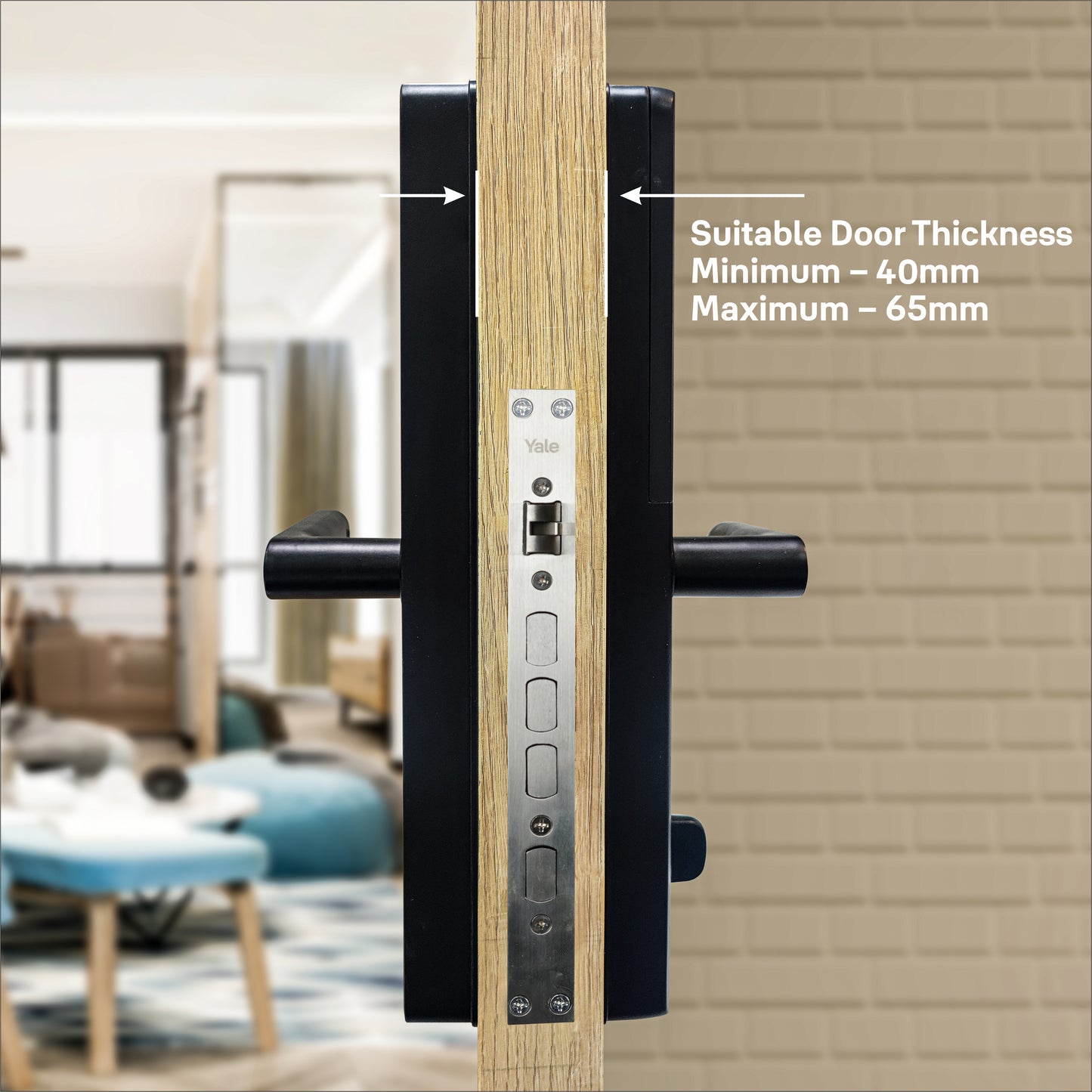 YDME100NxT Smart Door Lock, Fingerprint, PIN, RFID, Manual Key Access (Black)
