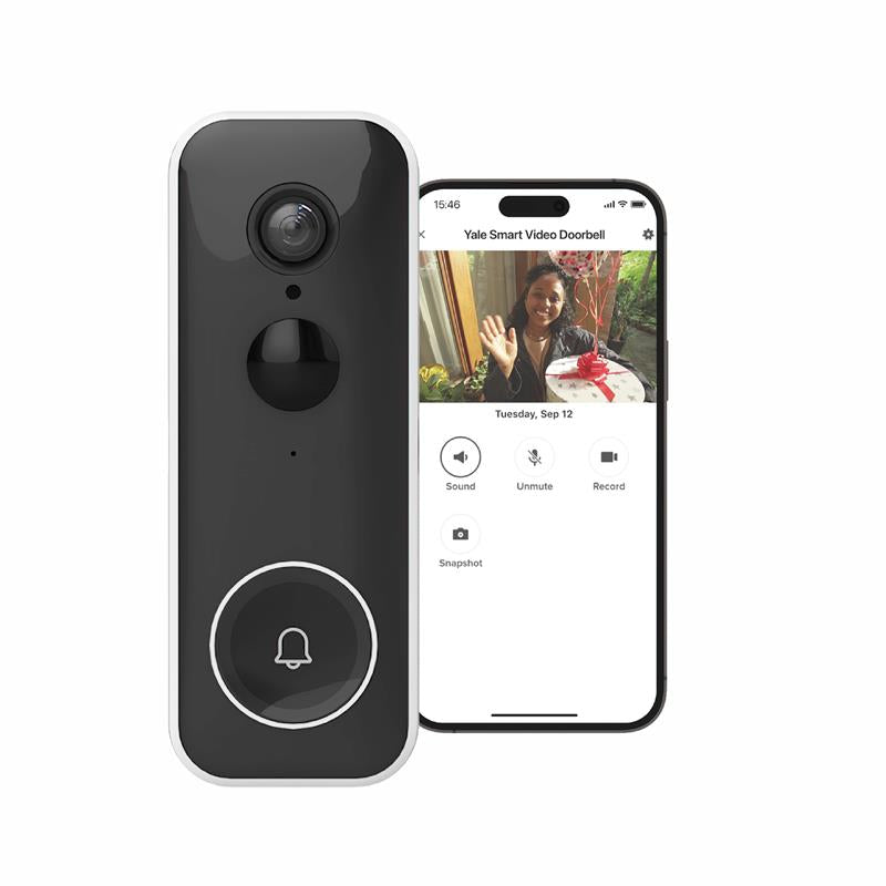 Yale Smart Video Doorbell 1080p Full HD image, live viewing, and night vision, Works on Yale Home app