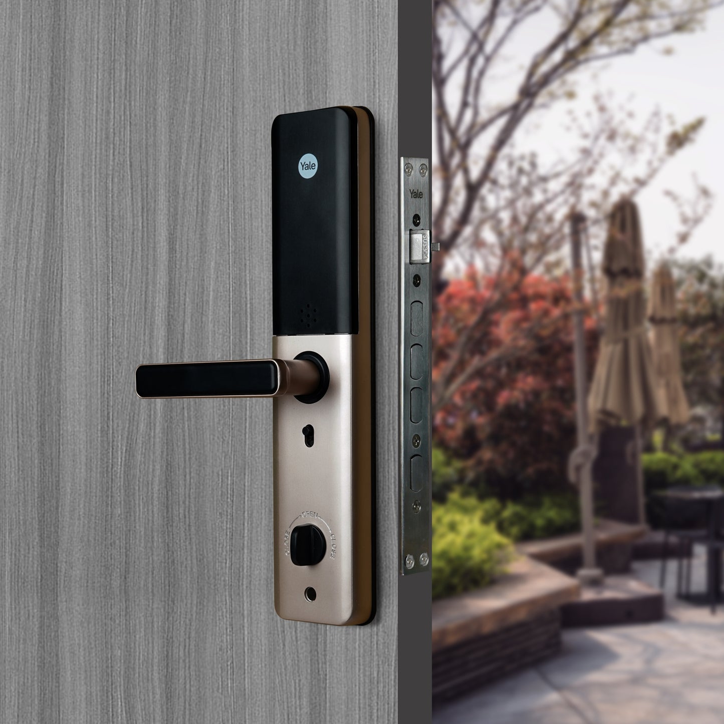 YDME 200 NxT Digital Door Lock with fingerprint, PIN, Manual Keys, RFID Card - Gold