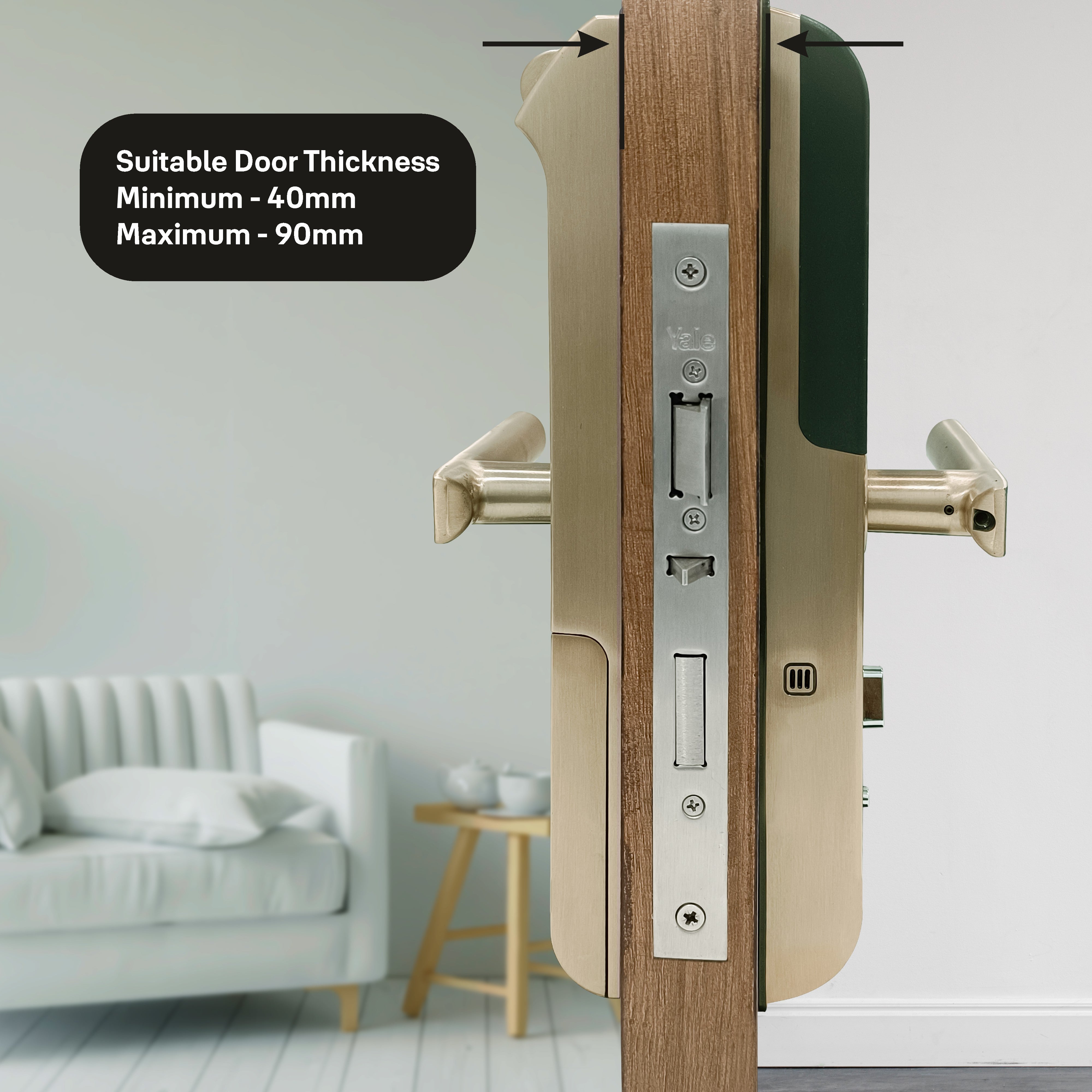 YDM 7116A Smart Lock, Champagne Gold with Fingerprint, PIN Code