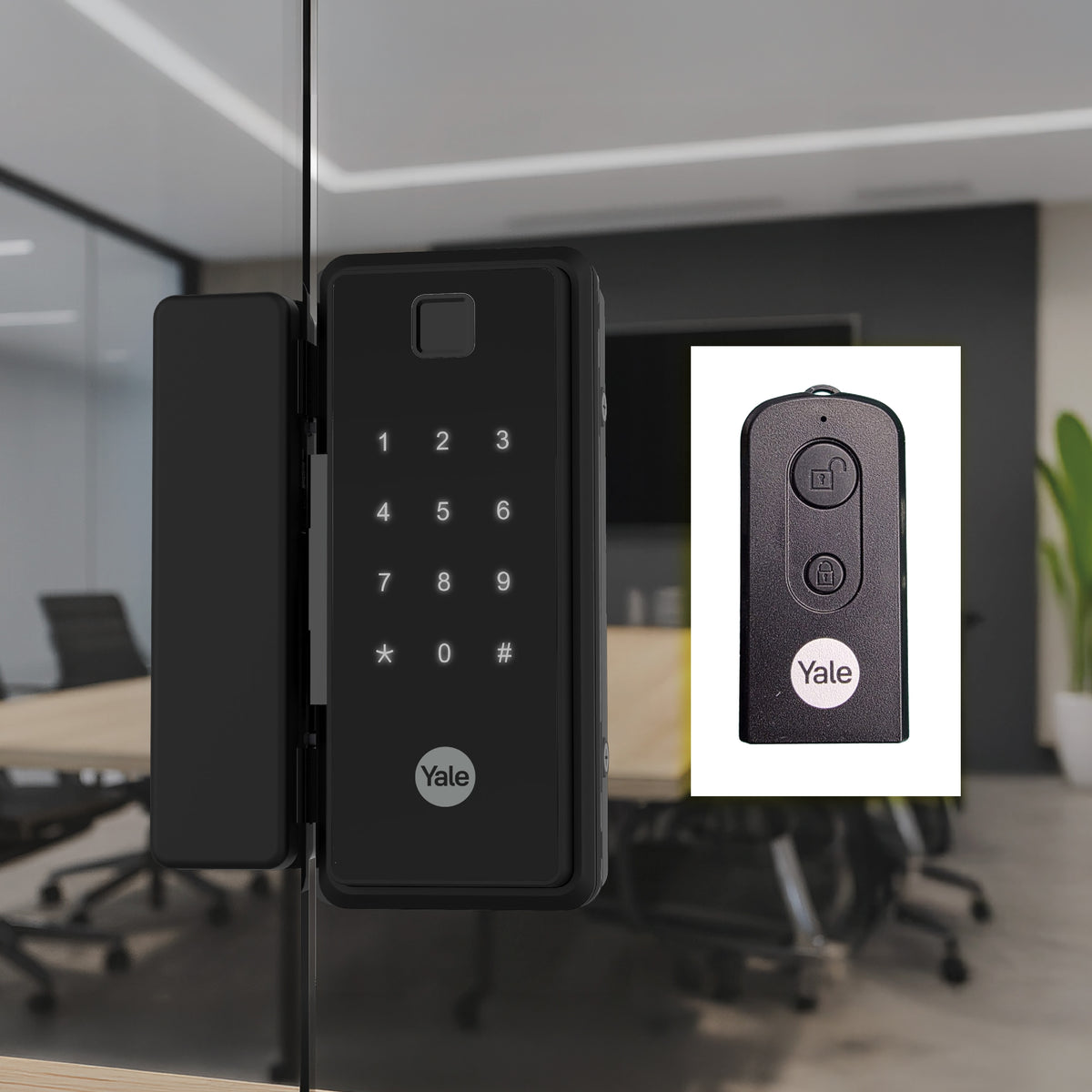 Yale Reflecta Digital lock for Glass doors, With Biometric fingerprint access, PIN