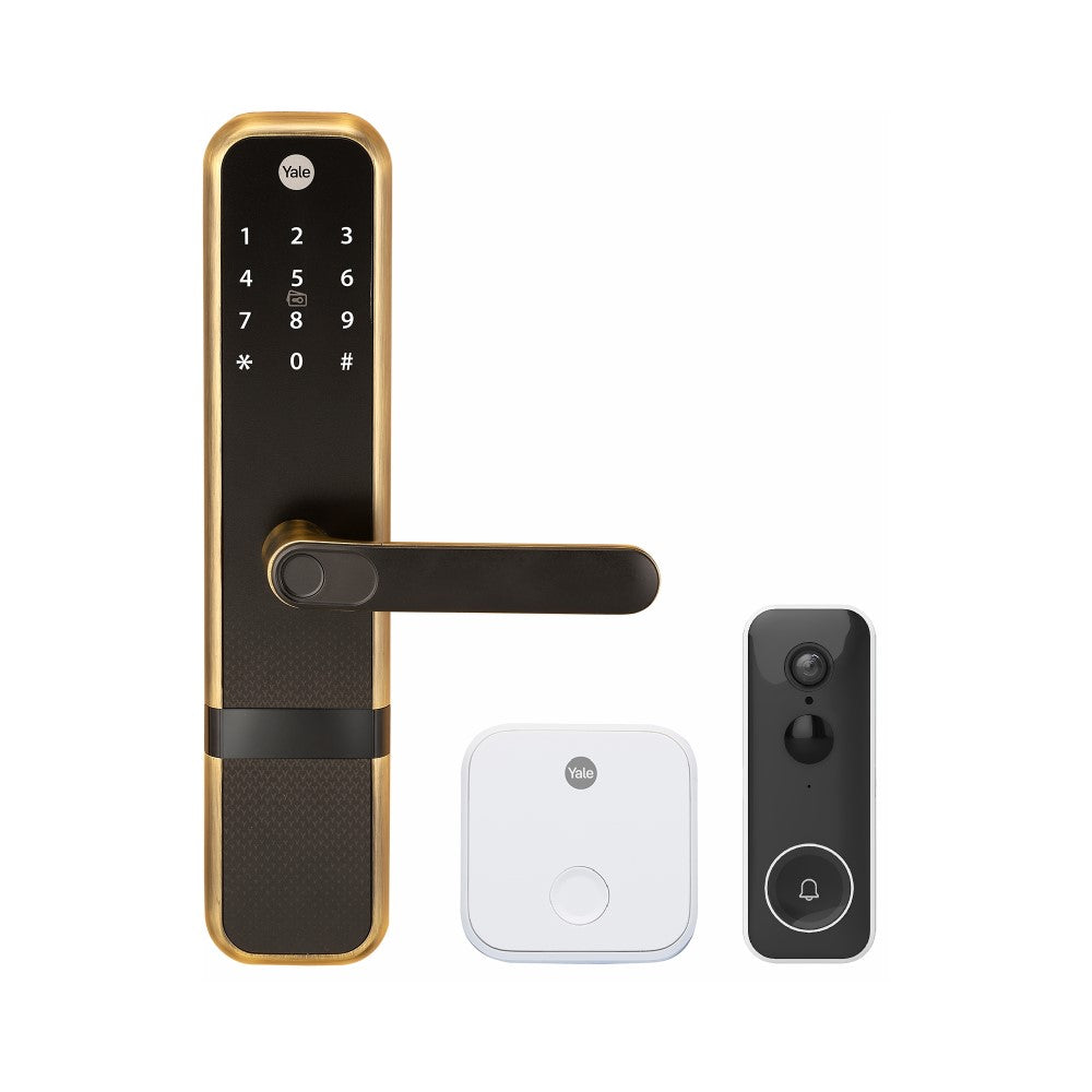 Special bundle offer Zuri Smart Lock (Antique Bronze) with Smart Video Doorbell and Connect Wifi Bridge