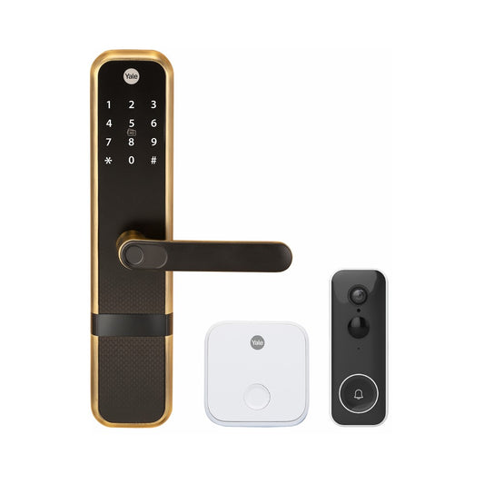 Special bundle offer Zuri Smart Lock (Antique Bronze) with Smart Video Doorbell and Connect Wifi Bridge