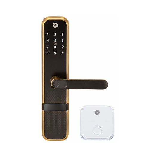 Yale Zuri Smart Lock (Antique Bronze) with 5 way unlocking (Fingerprint, PIN, RFID, Manual Key) and Built-in Bluetooth (To Access through Home App) Included Connect Wifi bridge