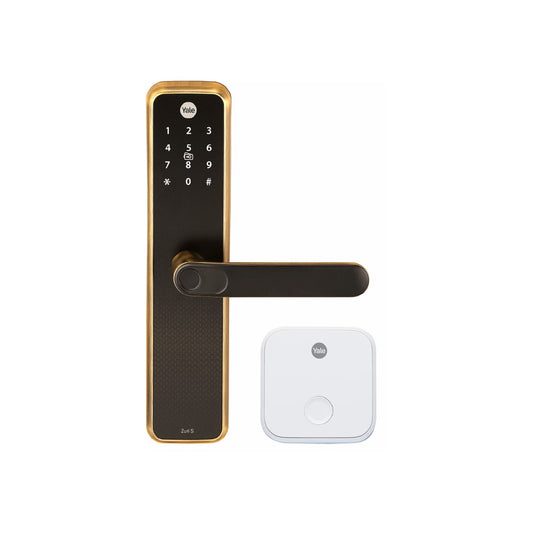 Yale Zuri S (Antique Bronze) Smart Lock with 5 way unlocking (Fingerprint, PIN, RFID, Manual Key) and Built-in Bluetooth (To Access through Home App) Included Wifi bridge