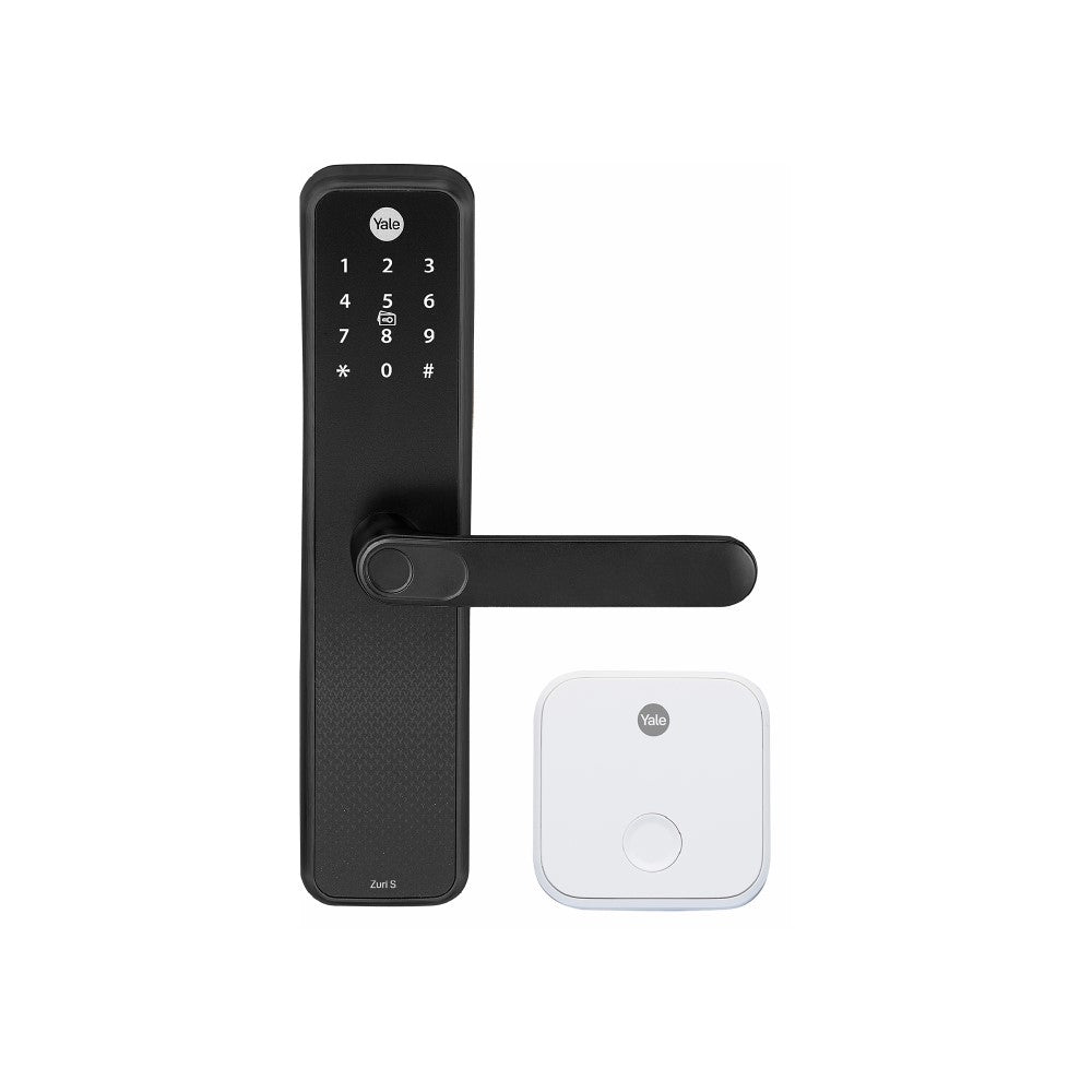 Yale Zuri S Smart lock with Built-in bluetooth and bundled with Wifi bridge Black