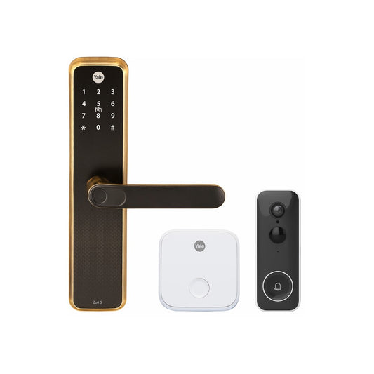 Special Bundle Offer of Yale Zuri S (Antique Bronze) Smart Lock with with Smart Doorbell and included Connect Wifi Bridge
