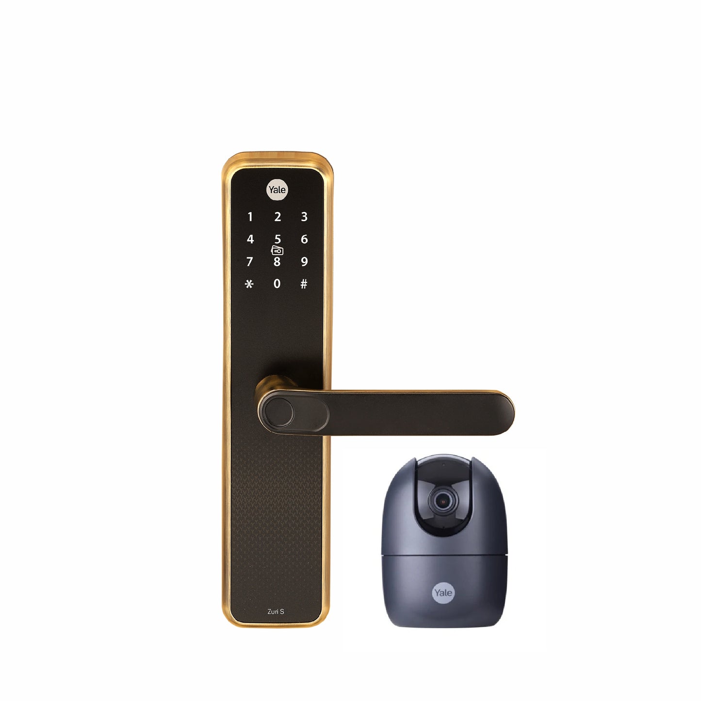 Special Bundle of Yale Zuri S (Antique Bronze) Smart lock with Yale PTZ Indoor Camera