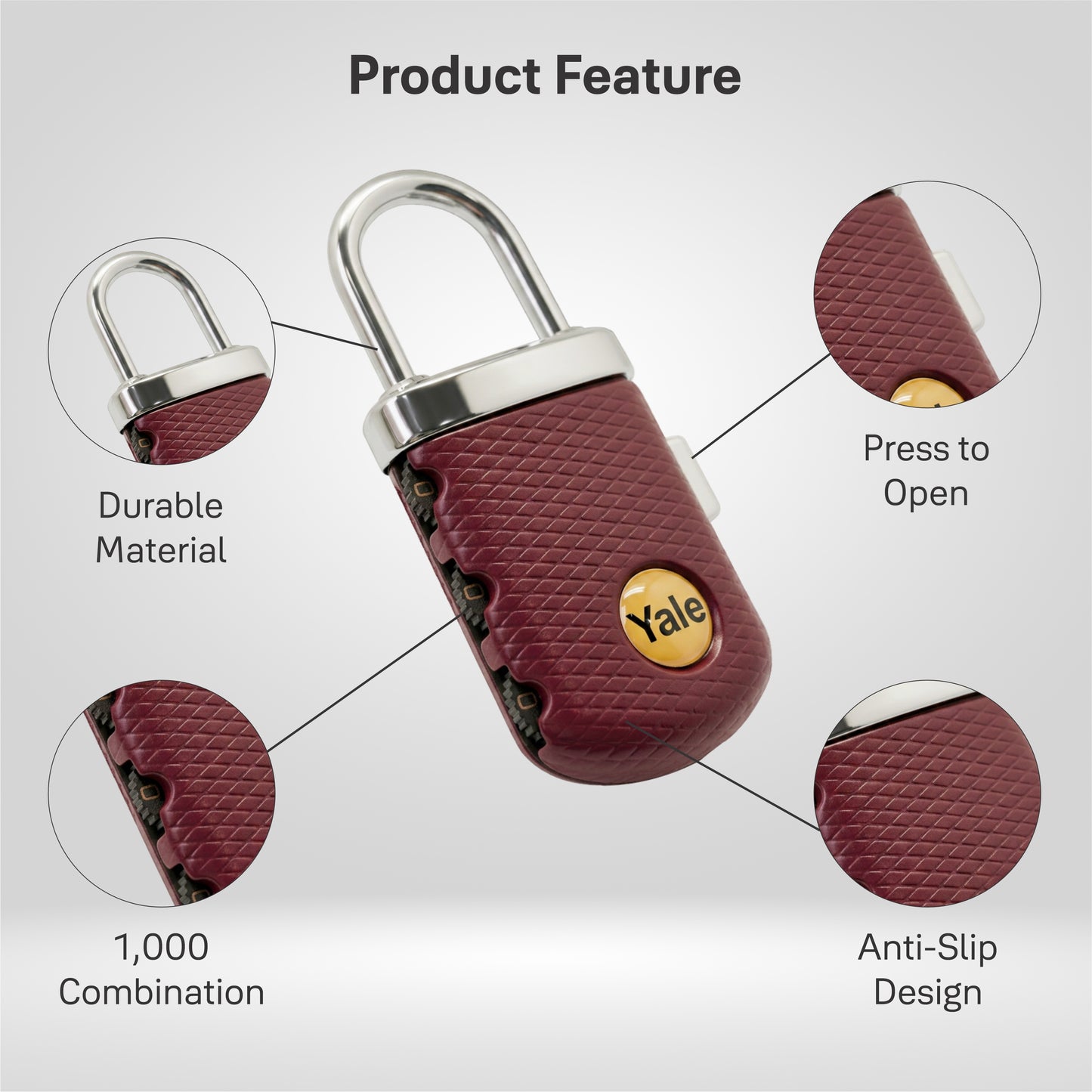 Yale gem combination luggage lock body