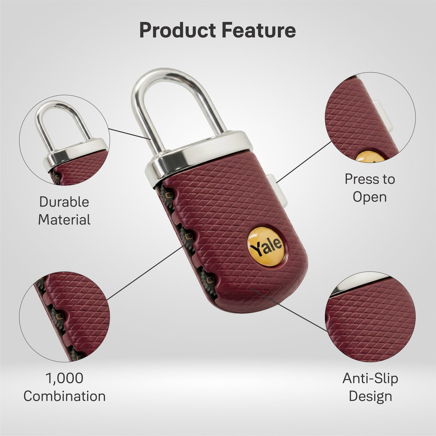 Yale gem combination luggage lock body