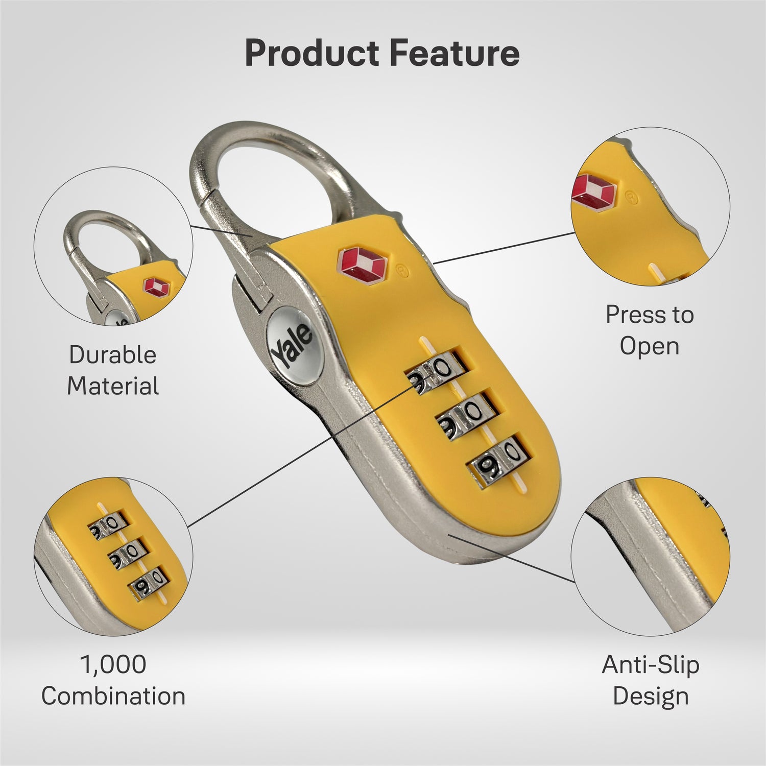Yale TSA luggage lock YTP2 Series features