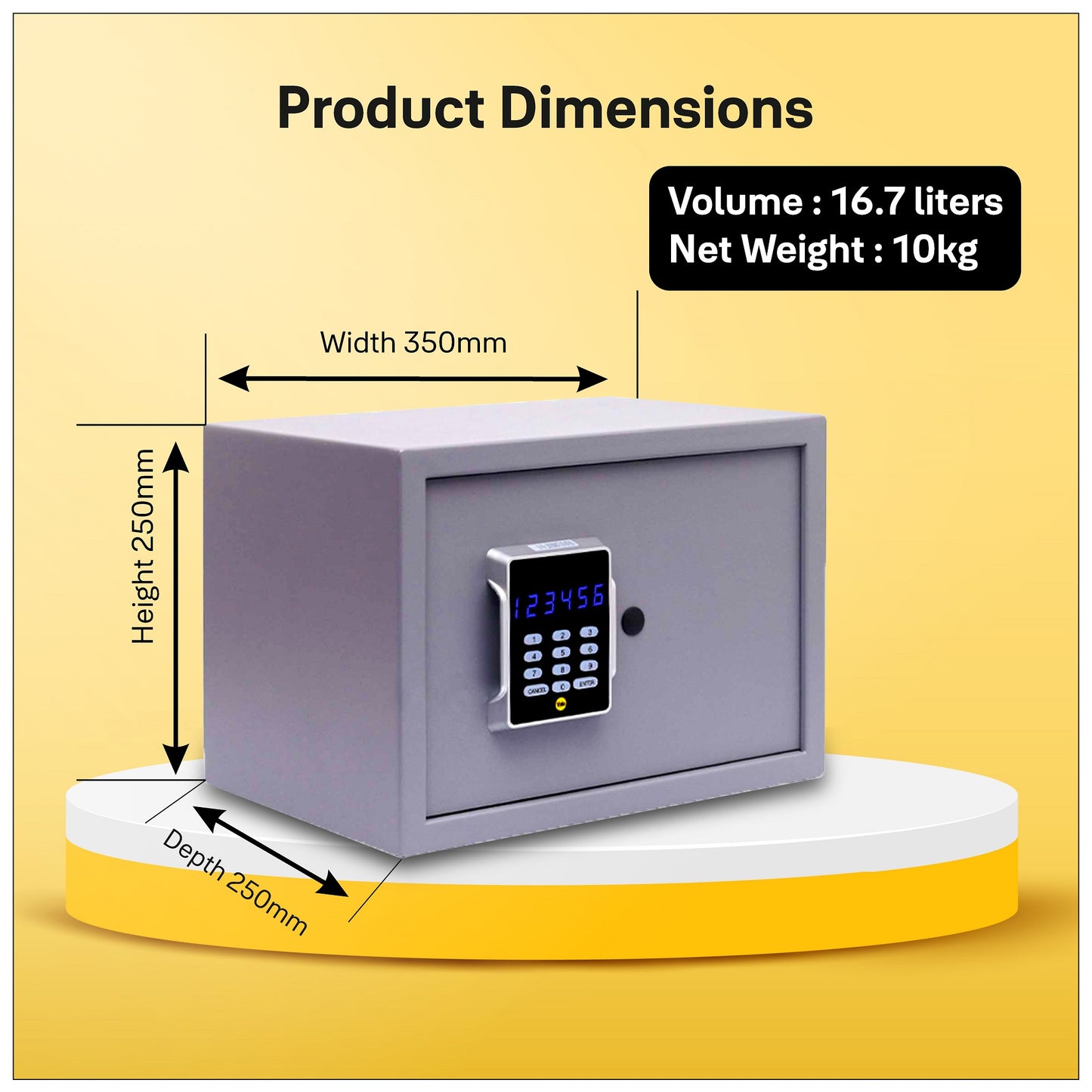 YSPC-250 Cosmos Series Home Safe Locker, Size- Medium, Digital - Pin Access, Color- Grey