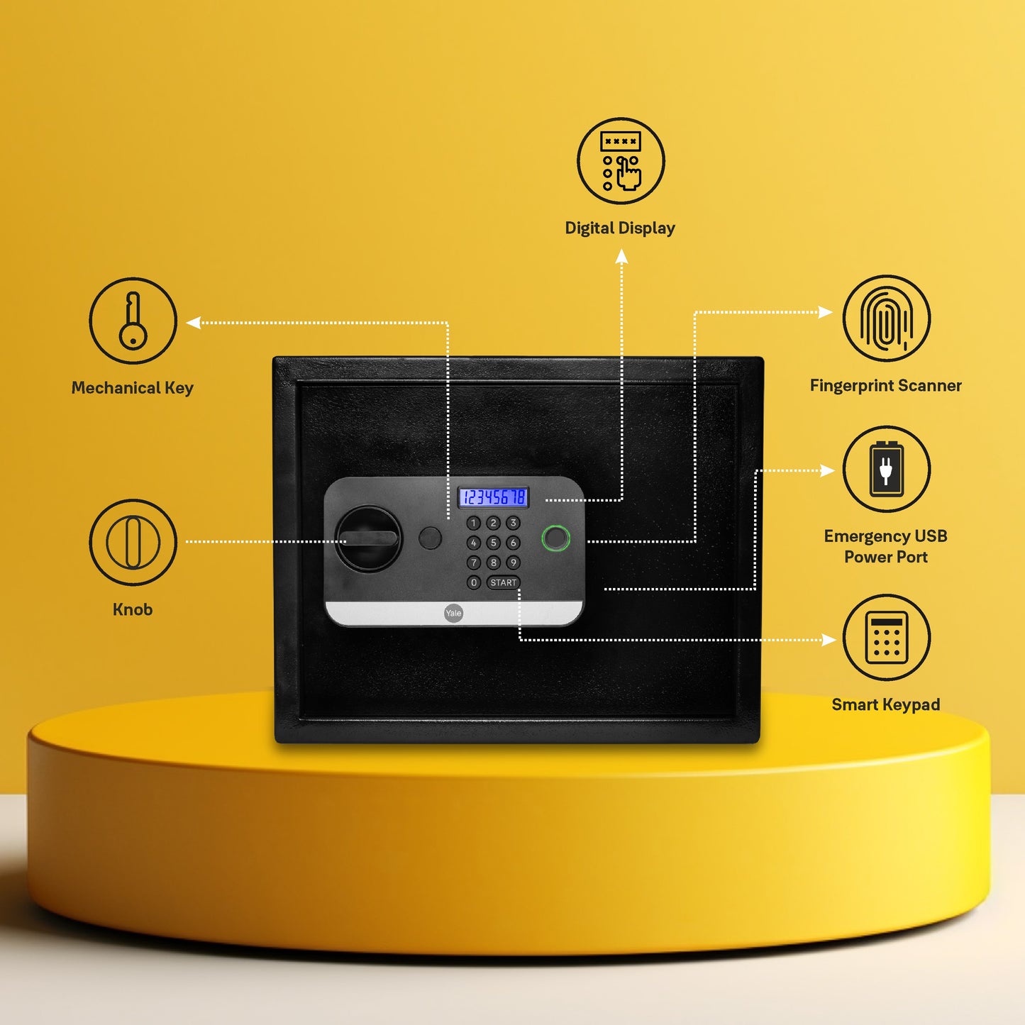 Yale Stellar safe fingerprint digital locker for home and office