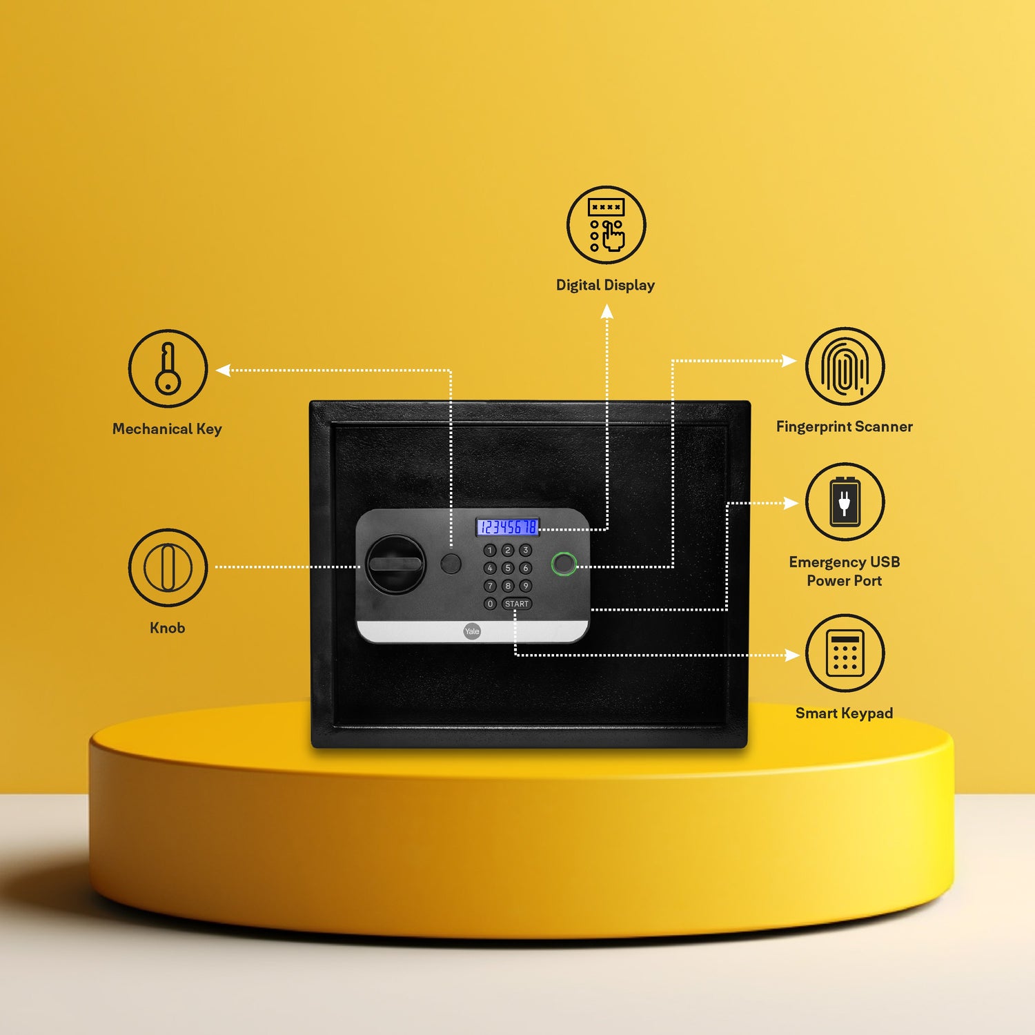 Yale Stellar safe fingerprint digital locker for home and office