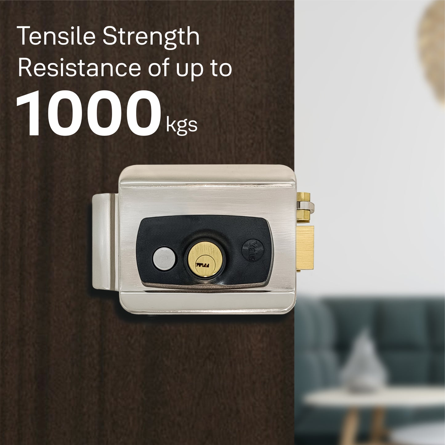 YALE YEL-200YN ELECTRIC RIM LOCK, Satin Nickel, Both side keys (Yellow finish)