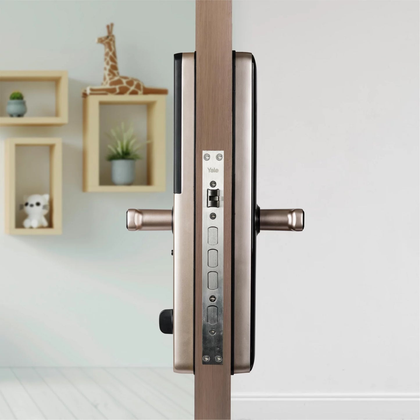 YDME 200 NxT Digital Door Lock with fingerprint, PIN, Manual Keys, RFID Card - Gold