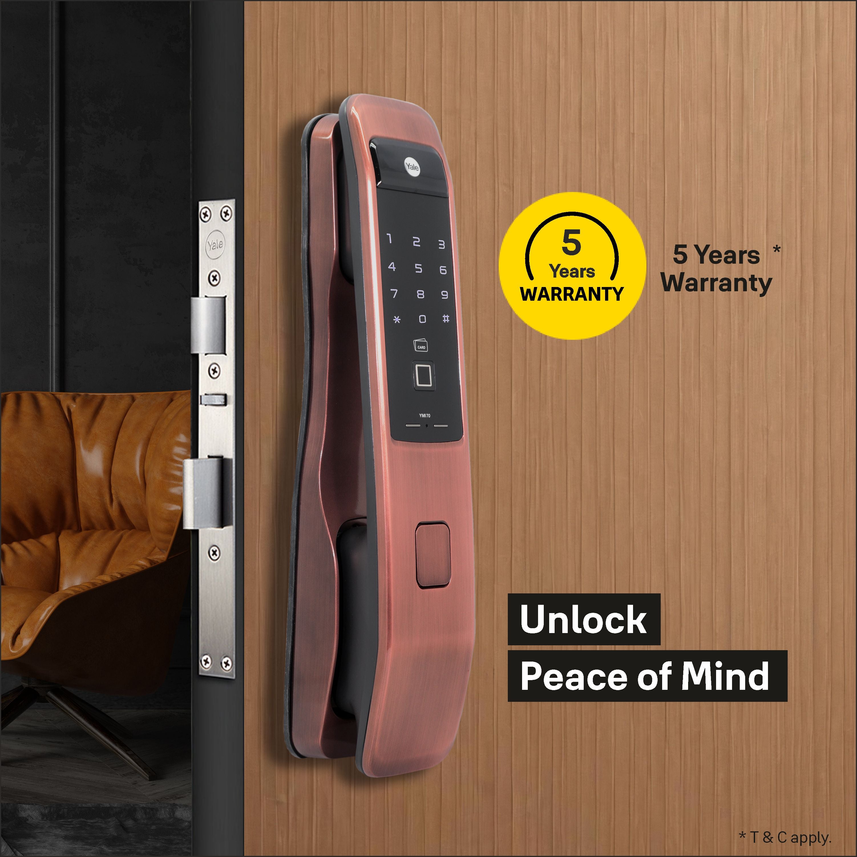 YMI 70 RB - A Series, Push Pull Smart Lock, Red Bronze (Bluetooth
