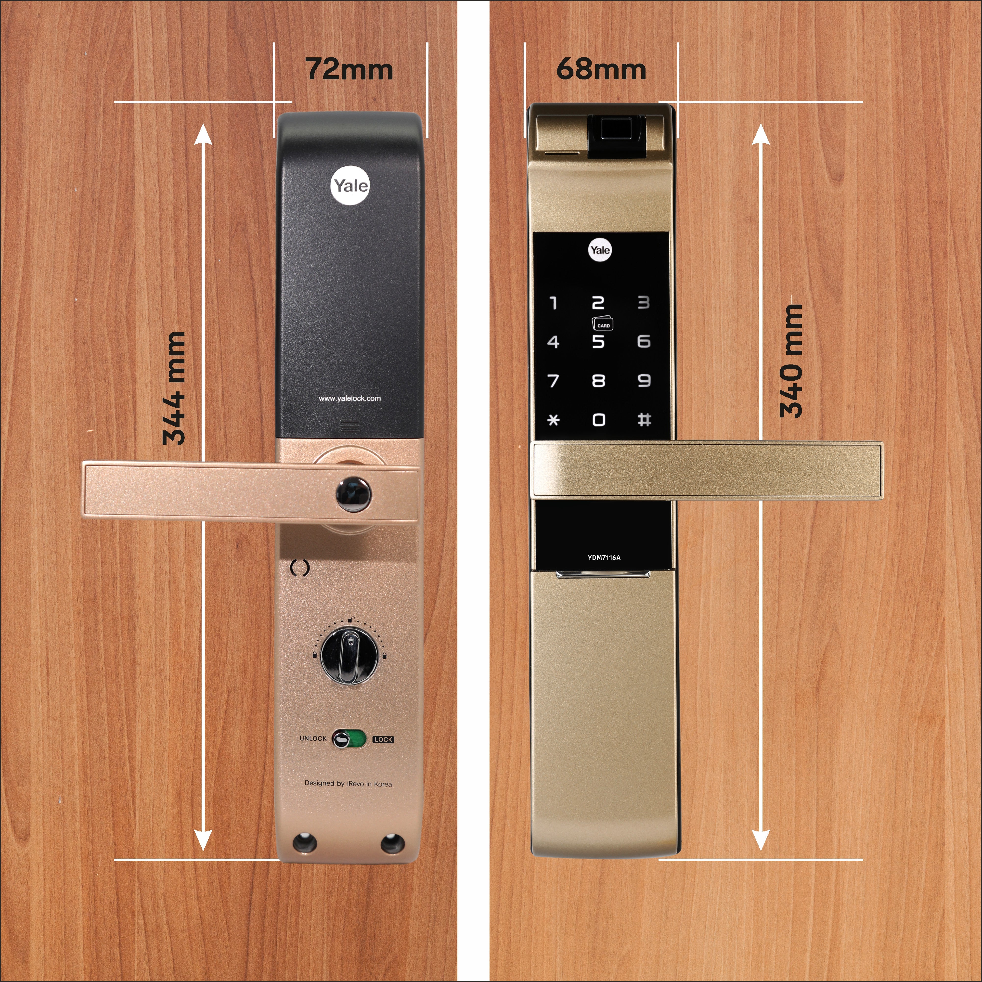 YDM 7116A Smart Lock, Champagne Gold with Fingerprint, PIN Code