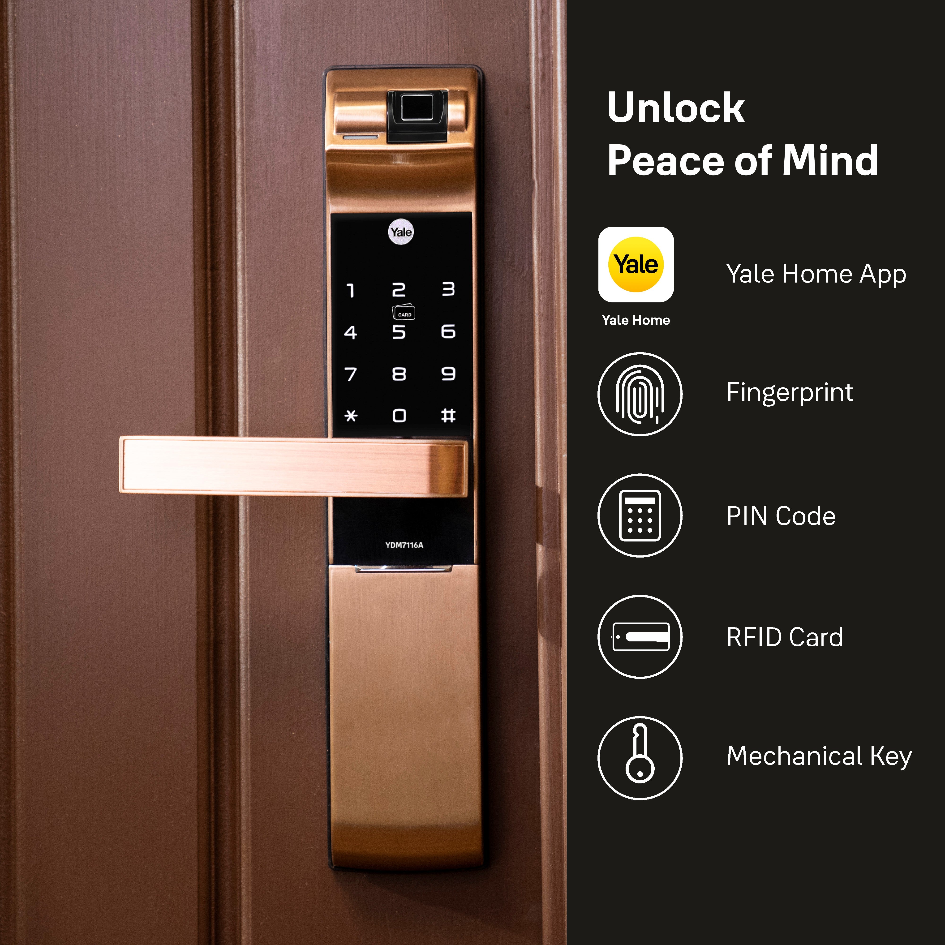 YDM 7116A Smart Lock, Red Bronze YDM 7116A Smart Lock with