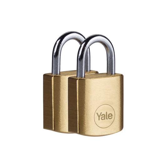 Y110B/20/111/2 Yale 20mm Brass Padlock with 3 Keys (Brass Finish) for travel, luggage or lockers