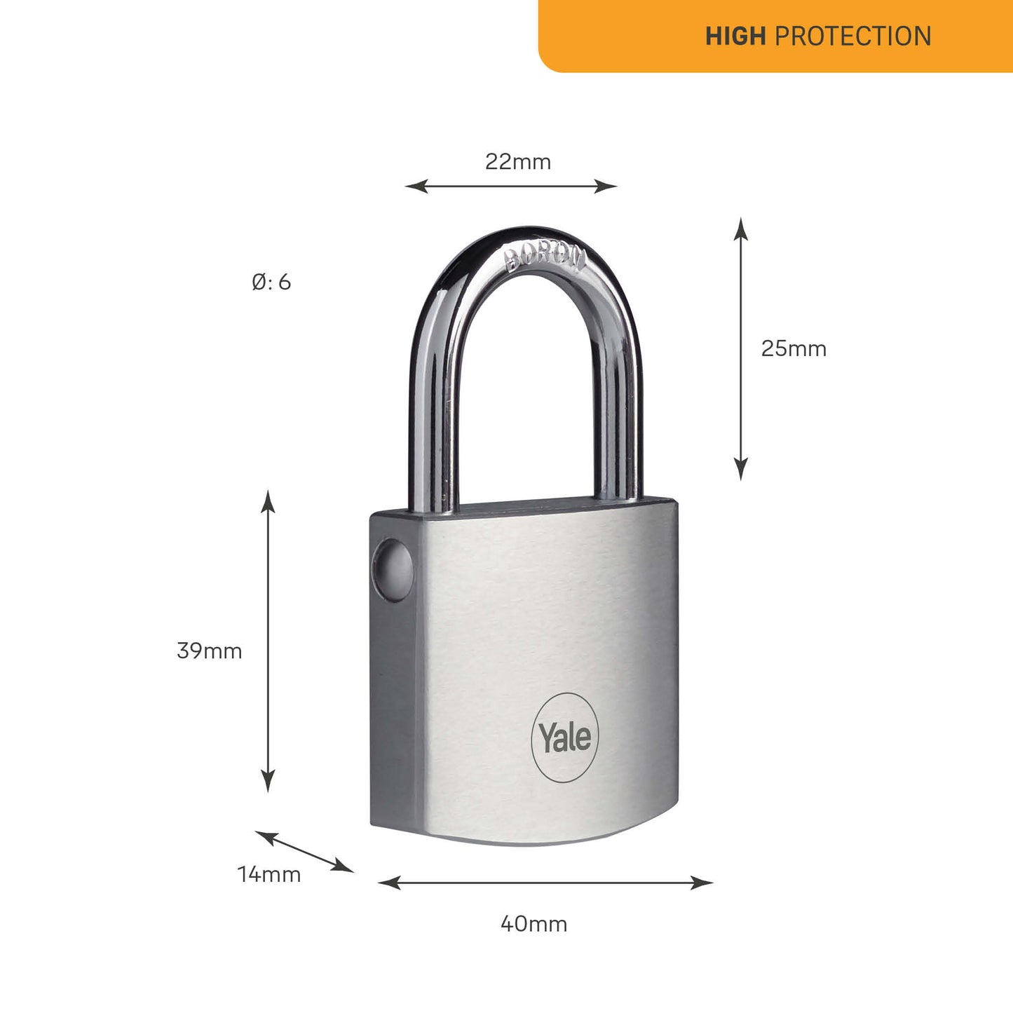 Y120B/40/125/1 Yale 40mm Brass Disc Padlock with 3 Retaining Keys (Chrome Finish)
