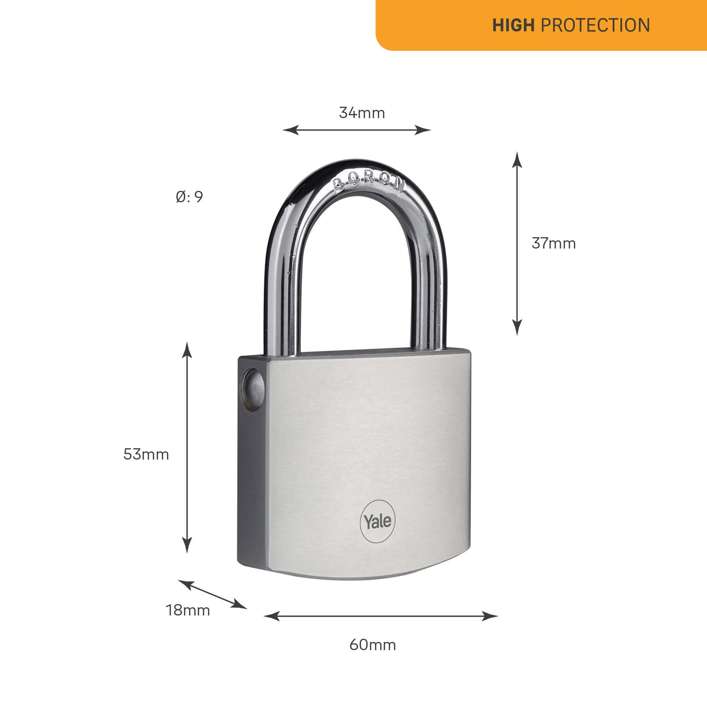 Y120DB/60/135/1 Yale 60mm Brass Padlock with 3 Retaining Keys (Chrome Finish)