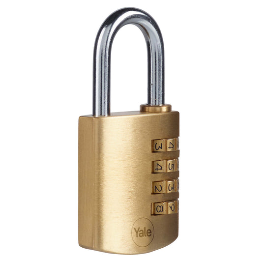 Yale Y150B/40/130/1 Brass Combination Padlock,40mm, 4 dial combination