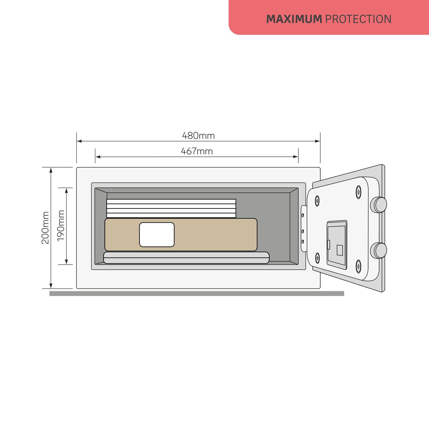 YLFM/200/EG1 Maximum Security Laptop Digital Locker with Fingerprint and Pin Access - Grey