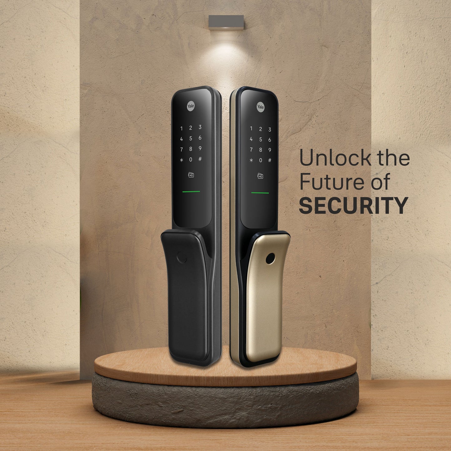 Yale Kyra Pro, Push Pull Smart Lock, with fingerprint, PIN, RFID, Manual Key, Gold