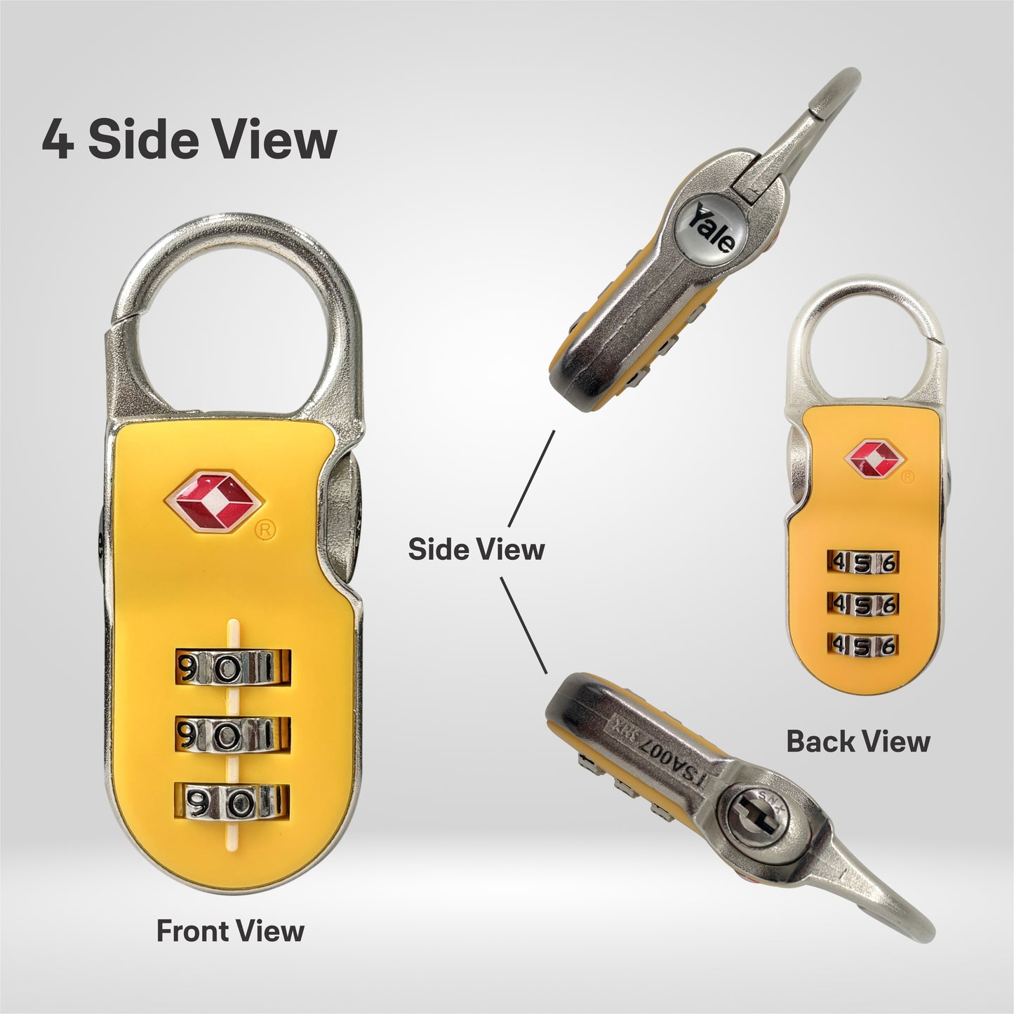 Yale YTP2/26/216/1Y TSA (Travel Sentry Approved) Series, Combination Lock, Clip-on shackle, Yellow