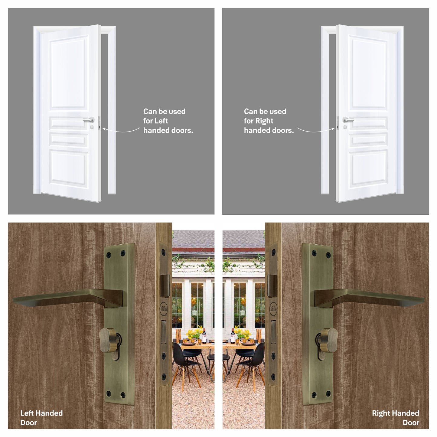 SM-03-02-02 Yale SM series Mortise Lock Comboset with backplated Handle, Cylinder with Knob inside and keys Outside, Antique Brass