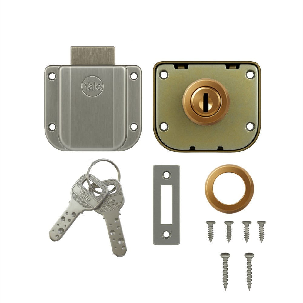 Yale Wardrobe Lock WRD Series 30mm | Stainless-steel Lock with Dimple Key | Reversible Keys | Deadbolt | Installed in Cupboards, Wardrobes & Wooden Furniture |  Rose Gold