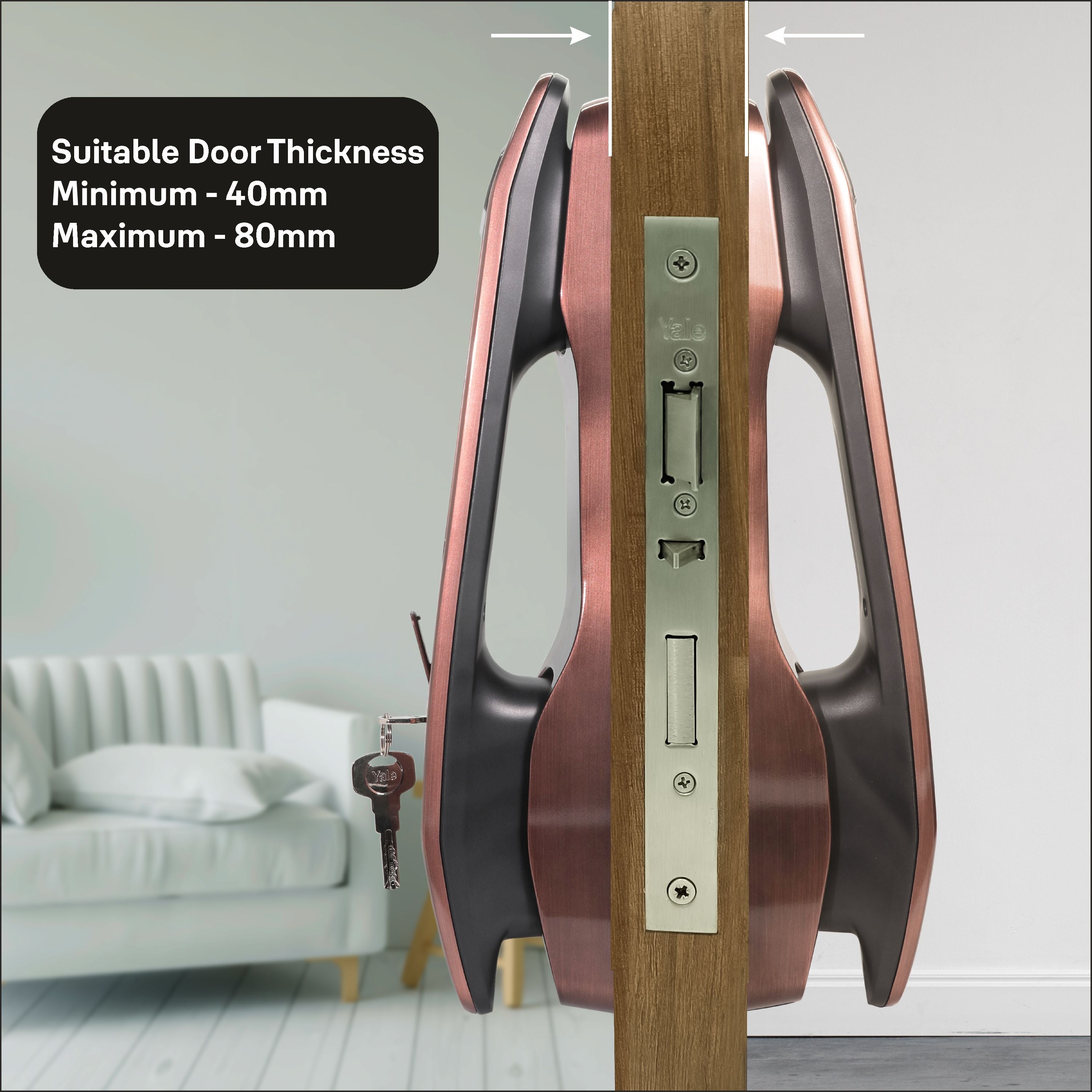 YMI 70 RB - A Series, Push Pull Smart Lock, Red Bronze (Bluetooth