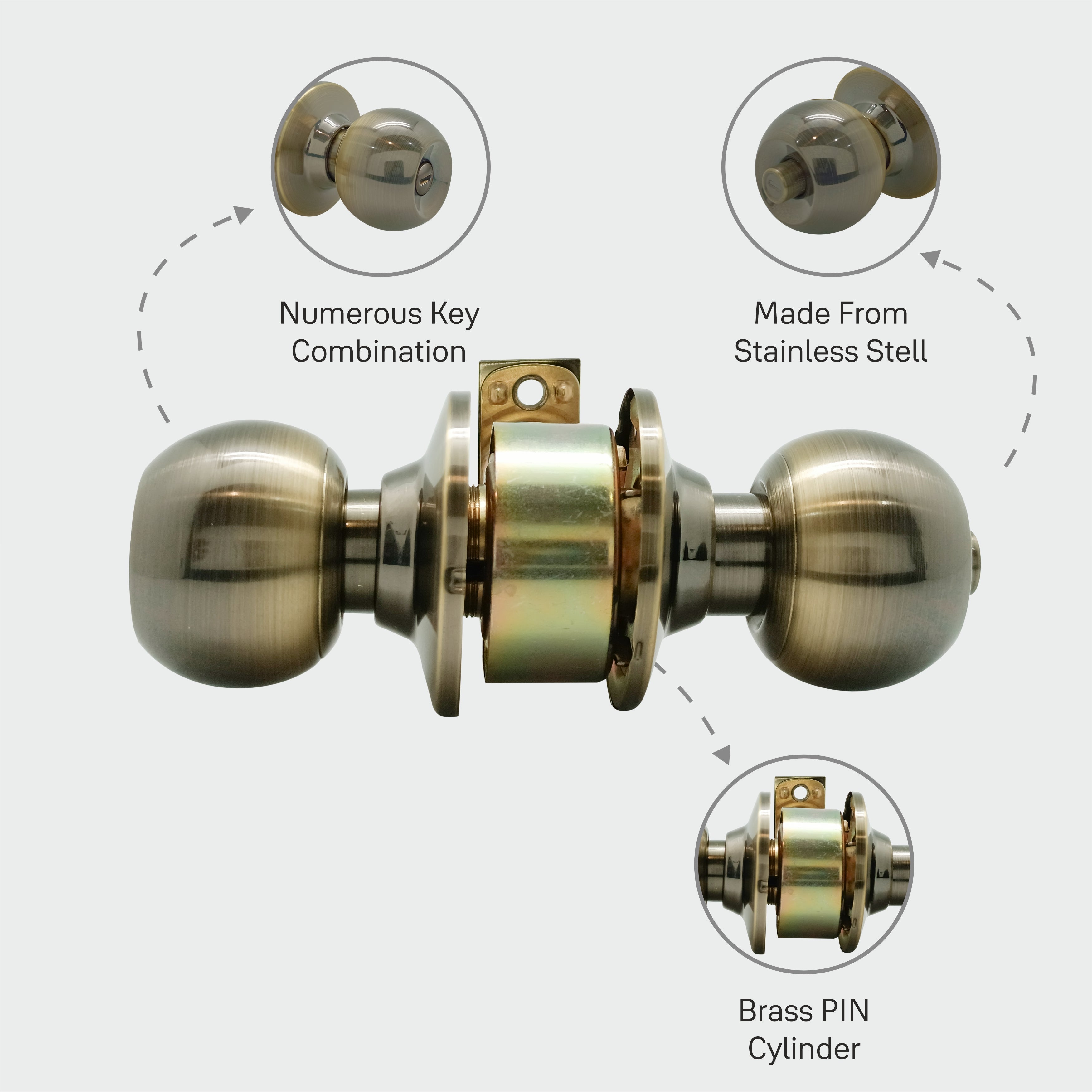 CA5122 Knobset- 60/70mm B/S, Bathroom Antique Brass – Yale India