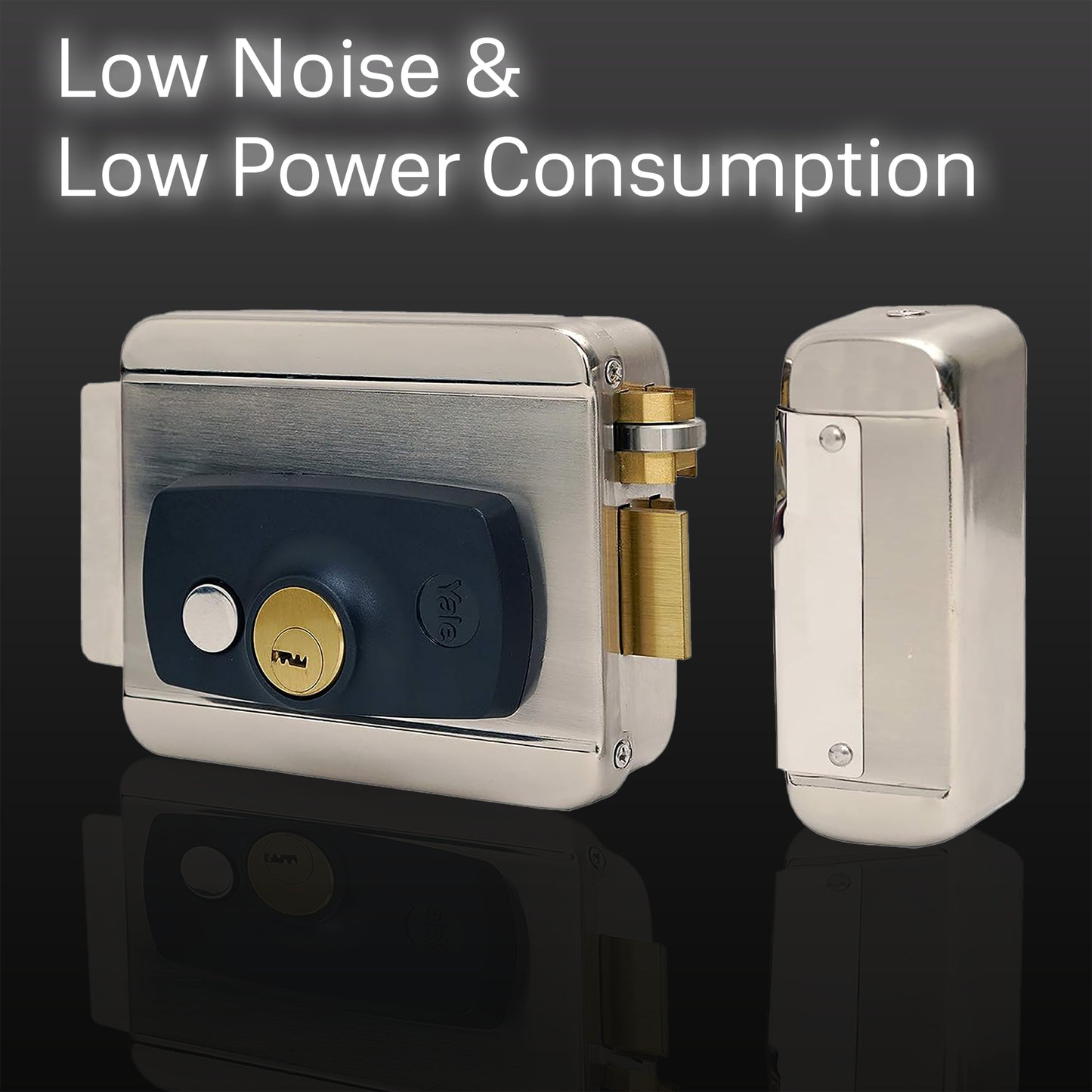 YALE YEL-200YN ELECTRIC RIM LOCK, Satin Nickel, Both side keys (Yellow finish)