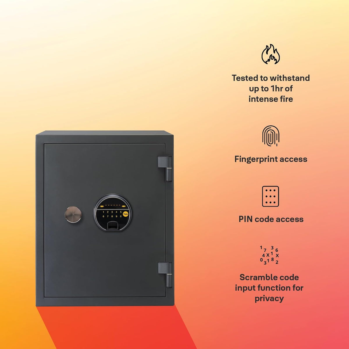 YFF/520/FG2 Biometric Safe Locker, 60 Min Fire Resistance,  Black, 37 Litre