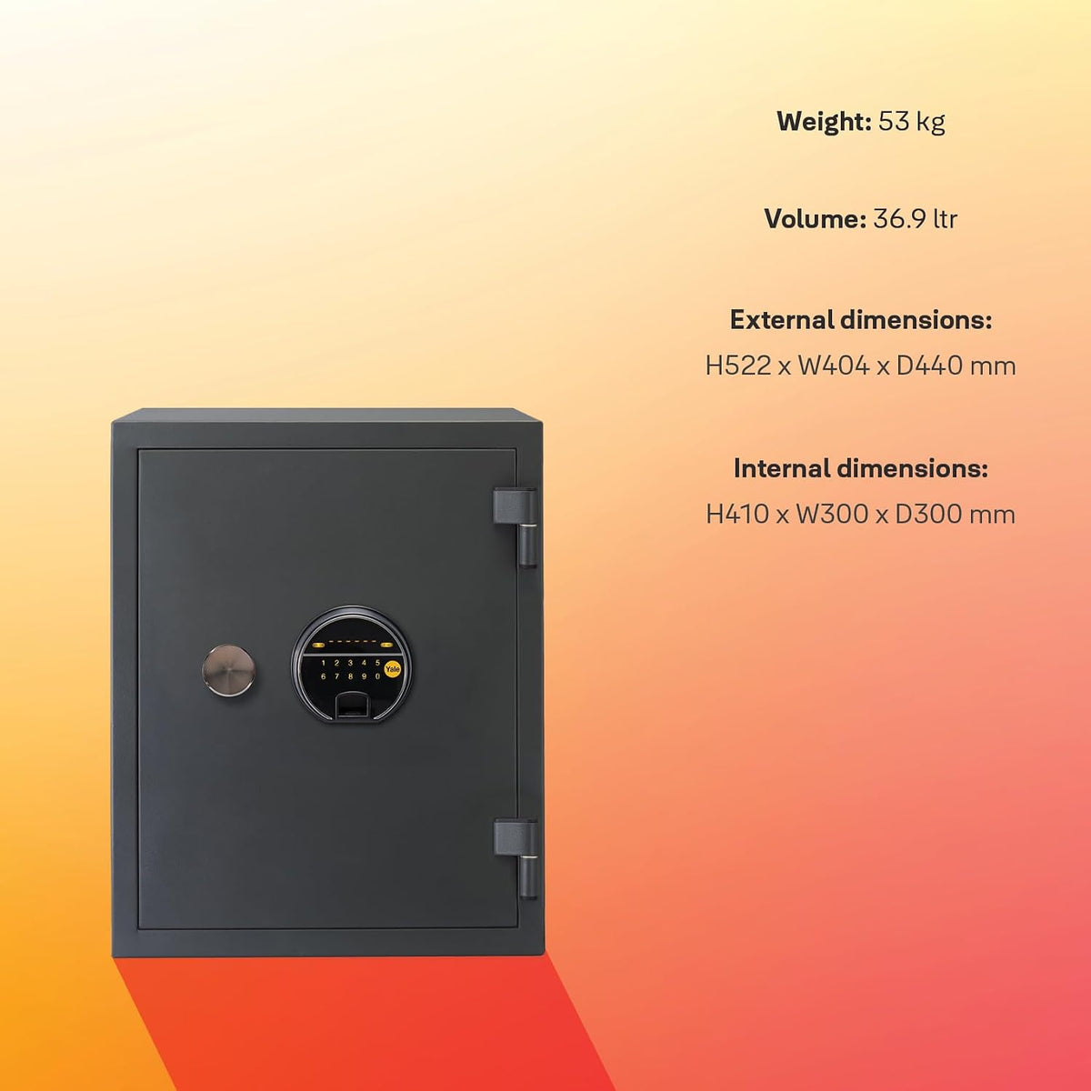 YFF/520/FG2 Biometric Safe Locker, 60 Min Fire Resistance,  Black, 37 Litre