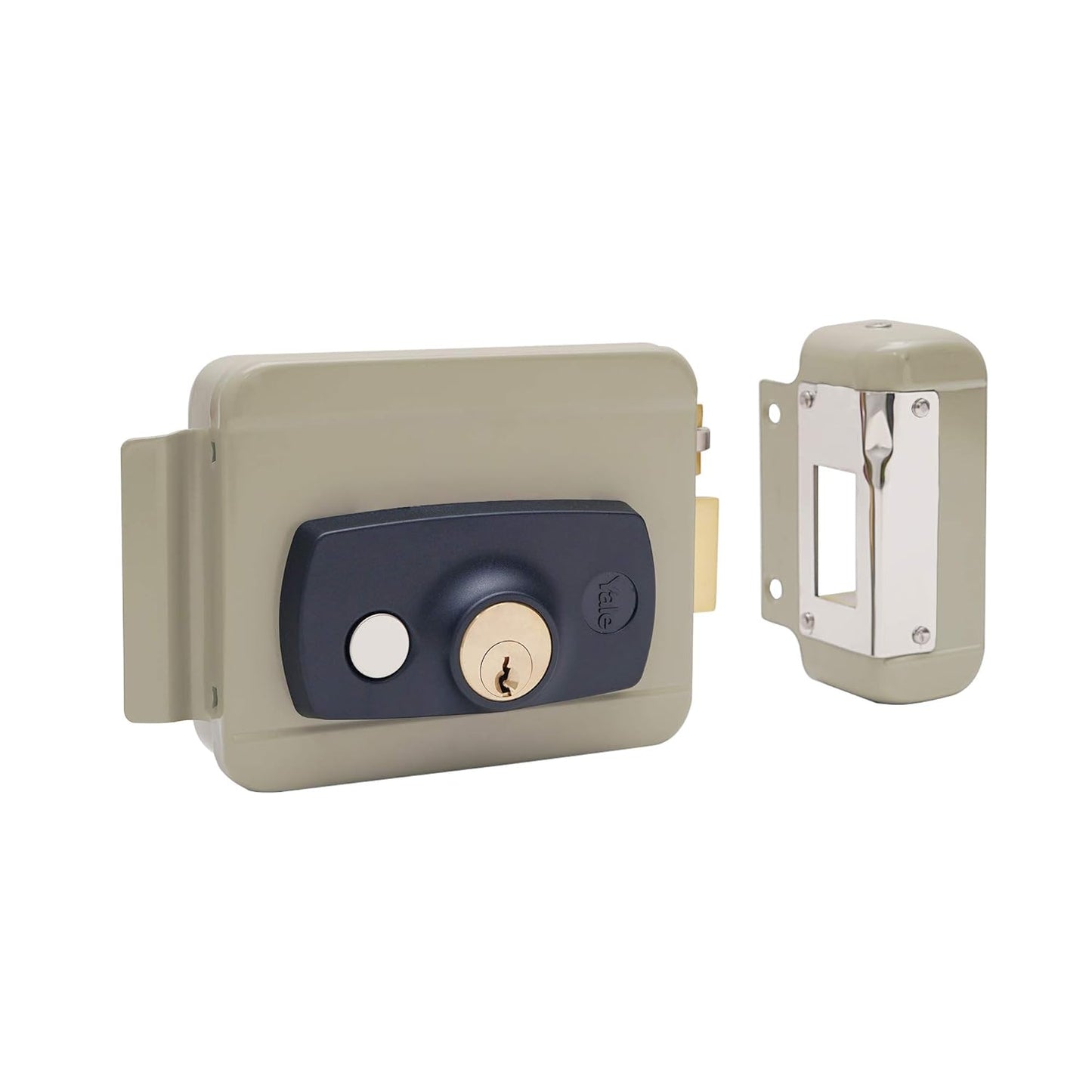 YALE YEL-200YN ELECTRIC RIM LOCK, Satin Nickel, Both side keys (Yellow finish)