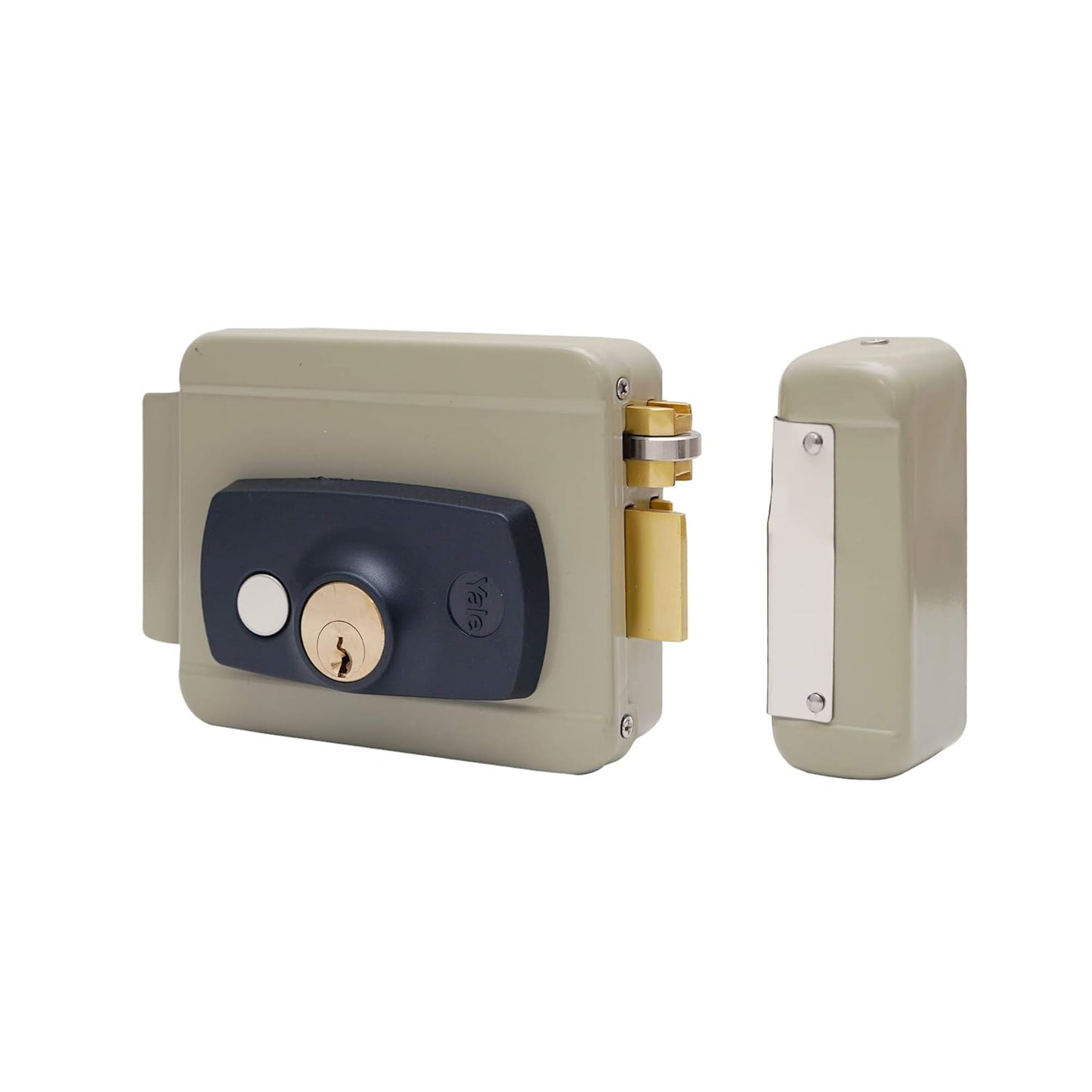 YALE YEL-200YN ELECTRIC RIM LOCK, Satin Nickel, Both side keys (Yellow finish)