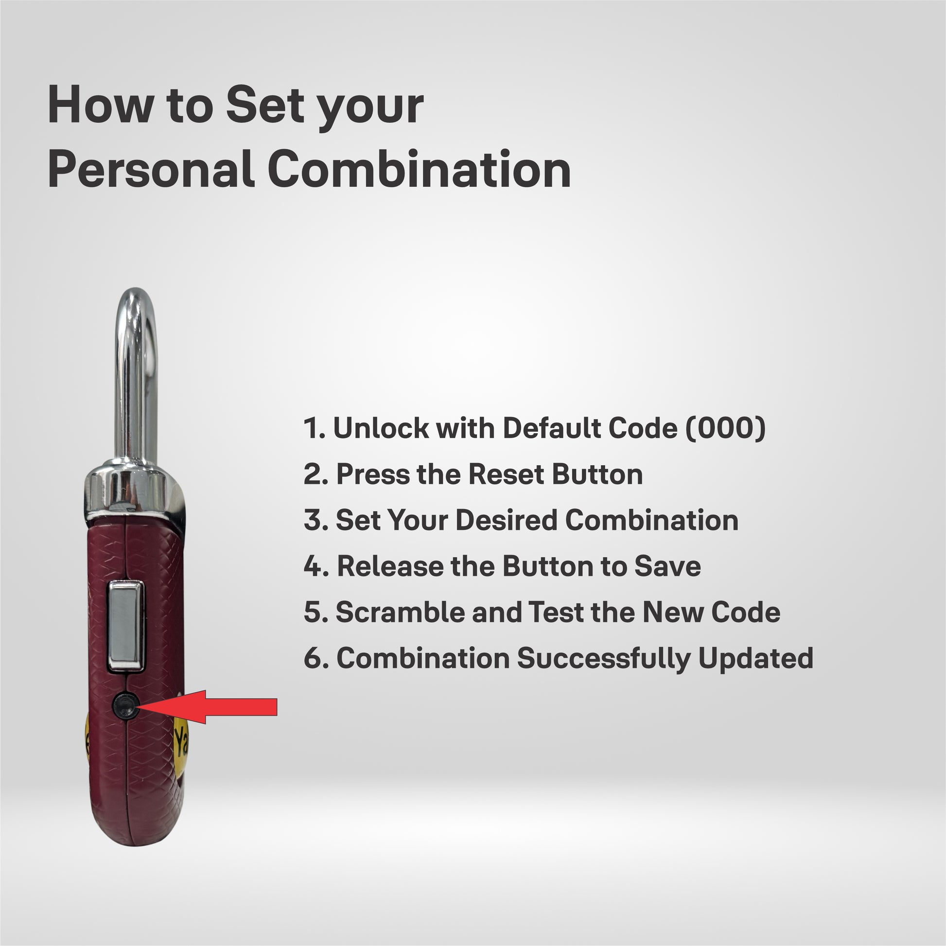 Yale gem combination luggage lock setup