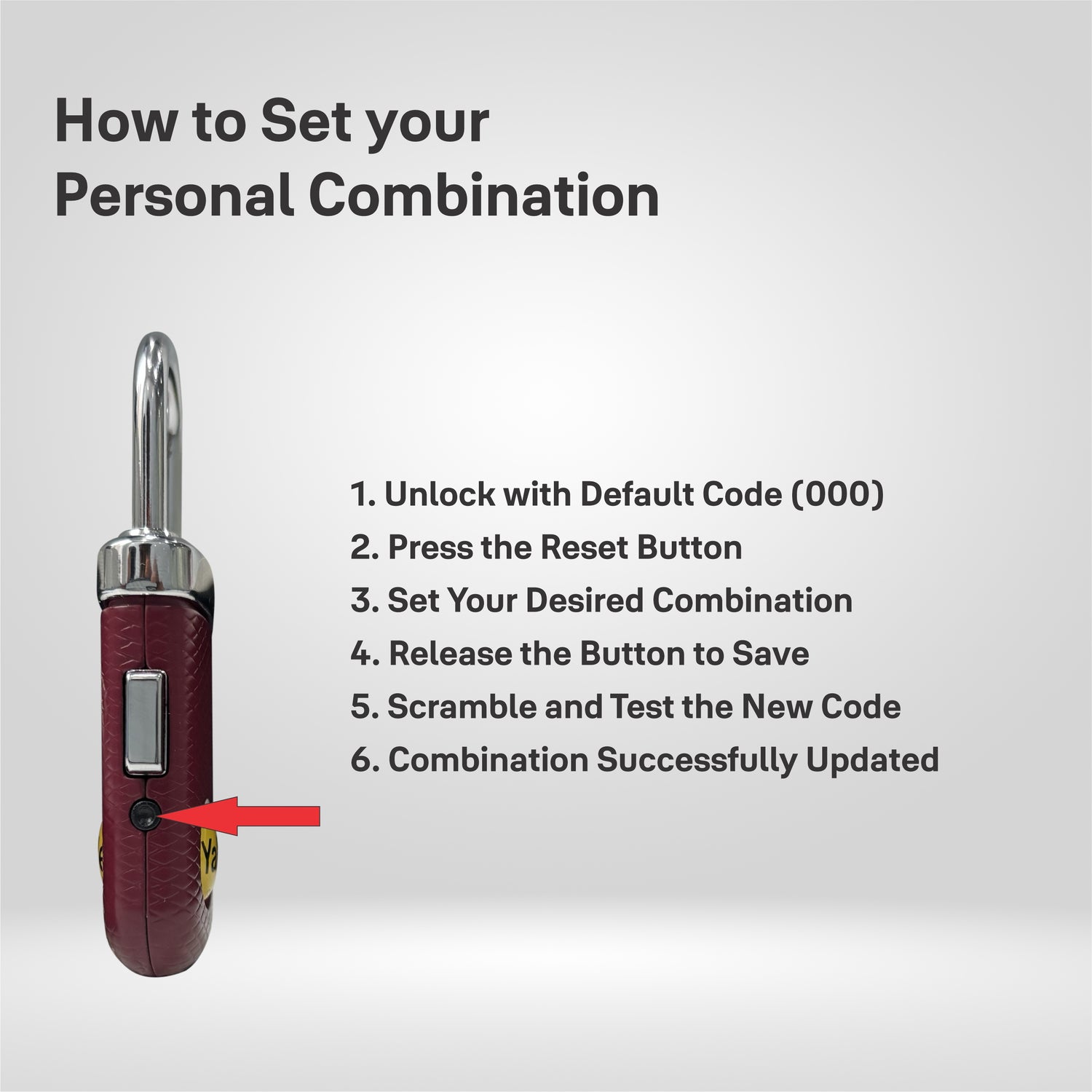 Yale gem combination luggage lock setup