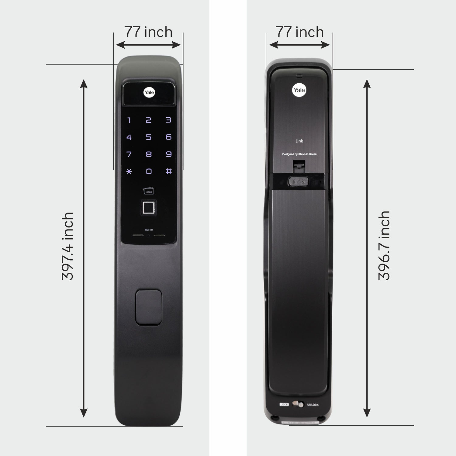 Yale YMI 70 Black Smart Door lock with push pull mechanism