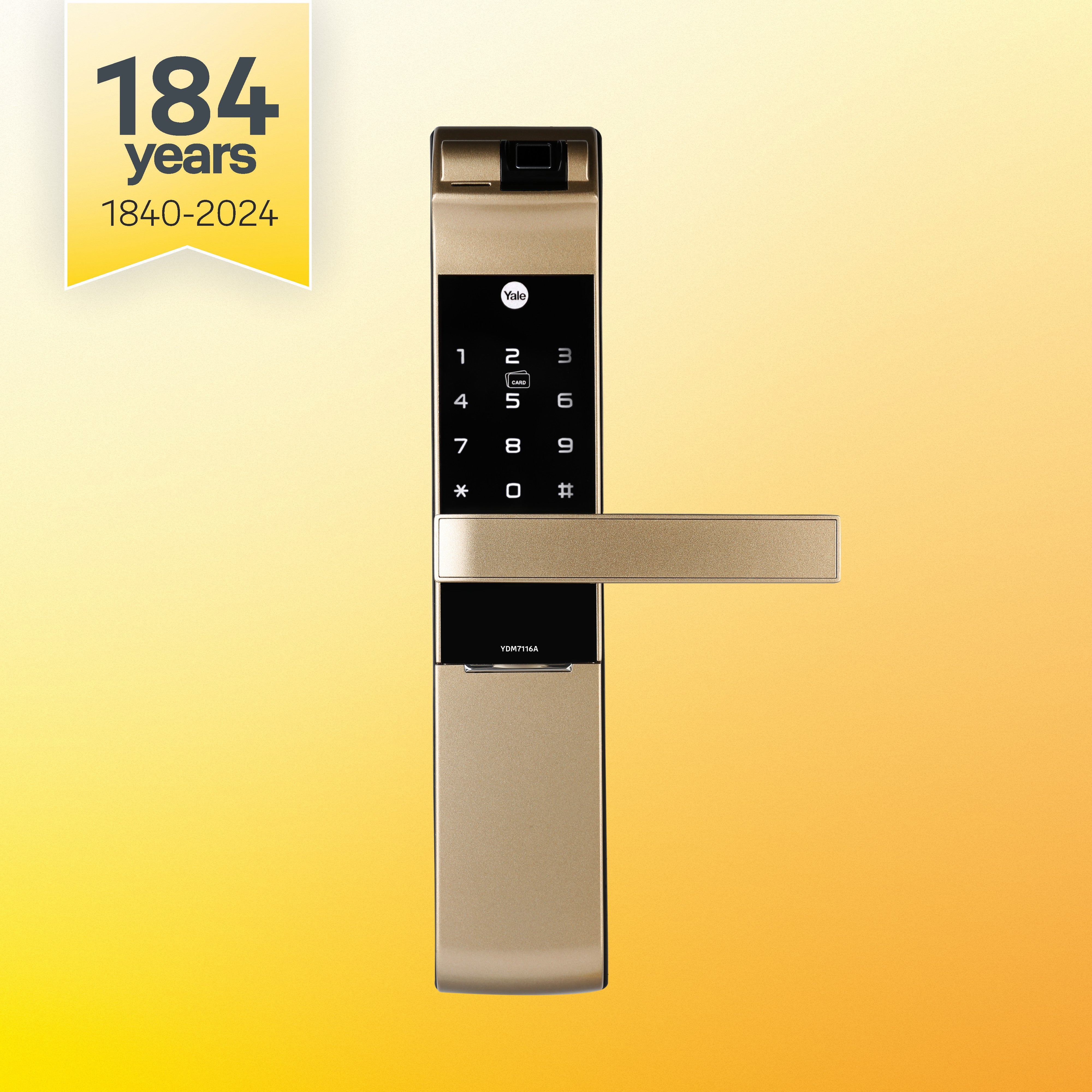 YDM 7116A Smart Lock, Champagne Gold with Fingerprint, PIN Code
