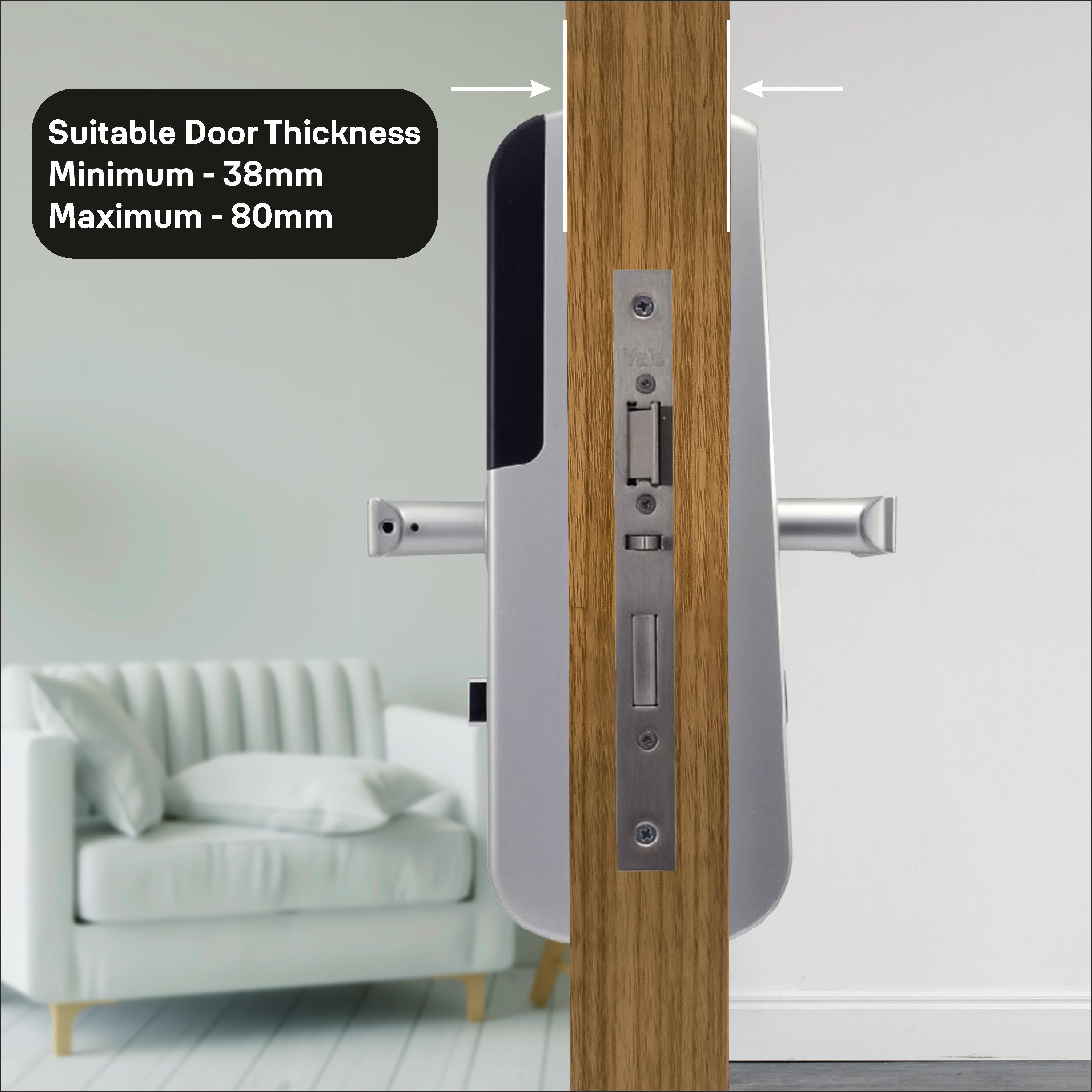 YDM 3115 AV Series- Smart Lock, Silver with PIN, RFID and