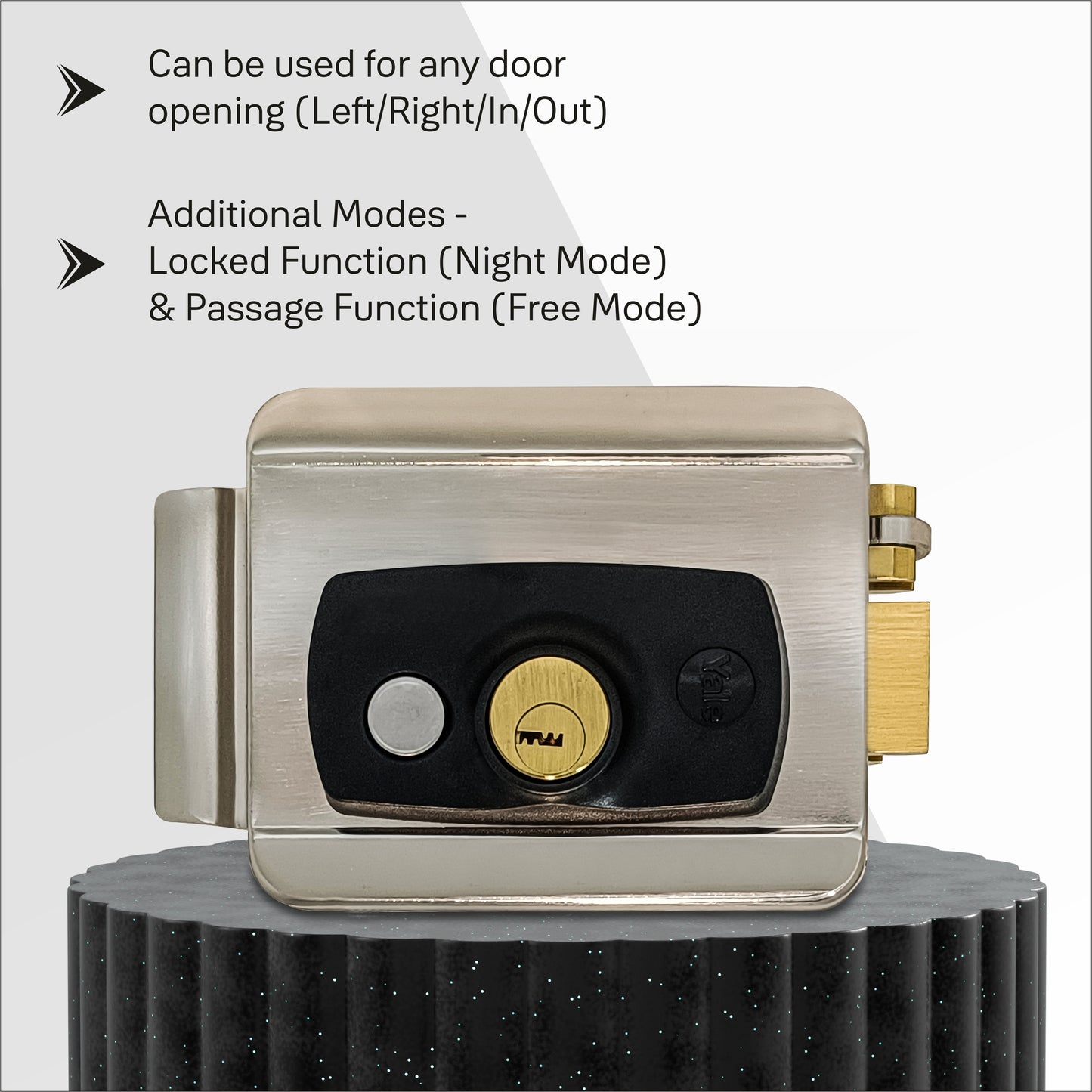 YALE YEL-200YN ELECTRIC RIM LOCK, Satin Nickel, Both side keys (Yellow finish)